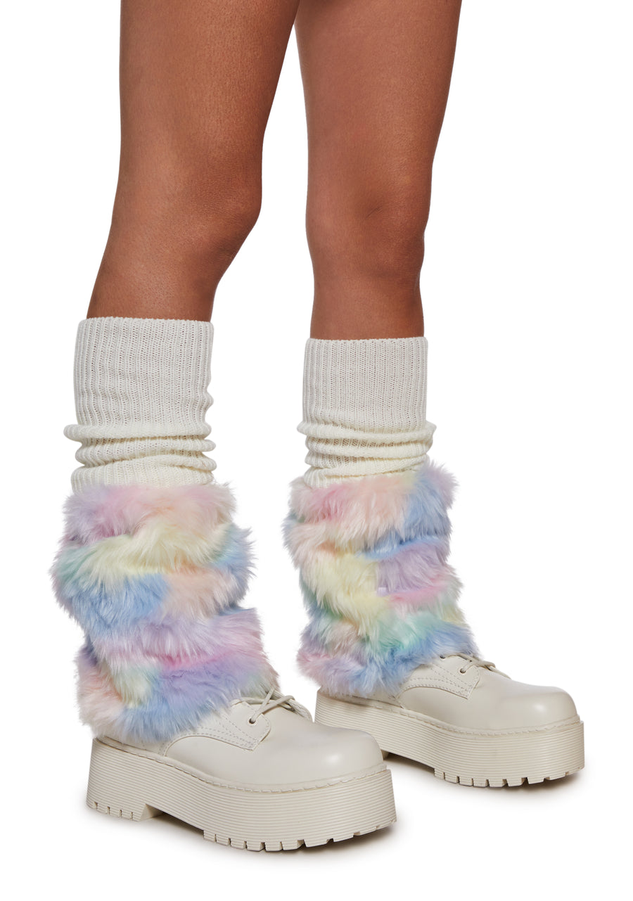 Cotton Candy Fuzzy Leg Warmers - alternate