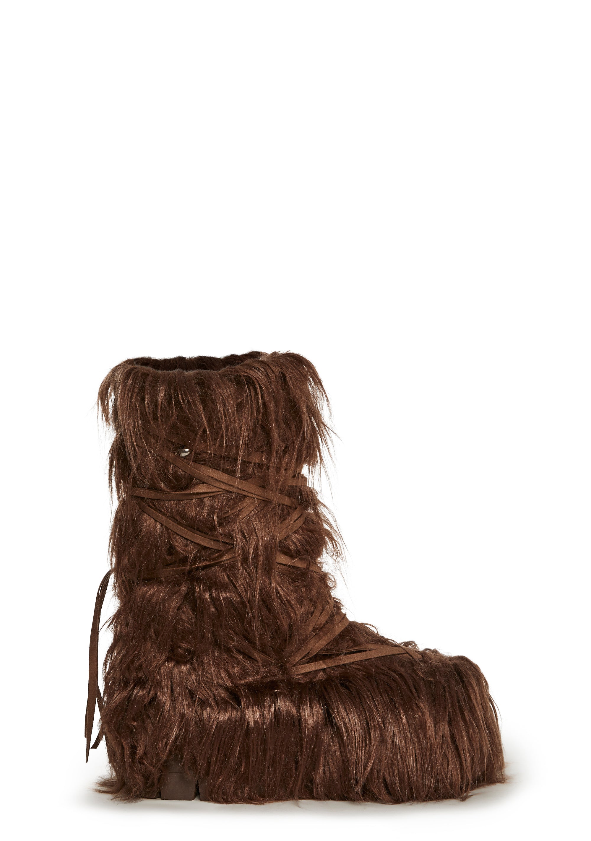 Shaggy Faux Fur Faux Suede Wrap Around Platform Boots Darker Wavs