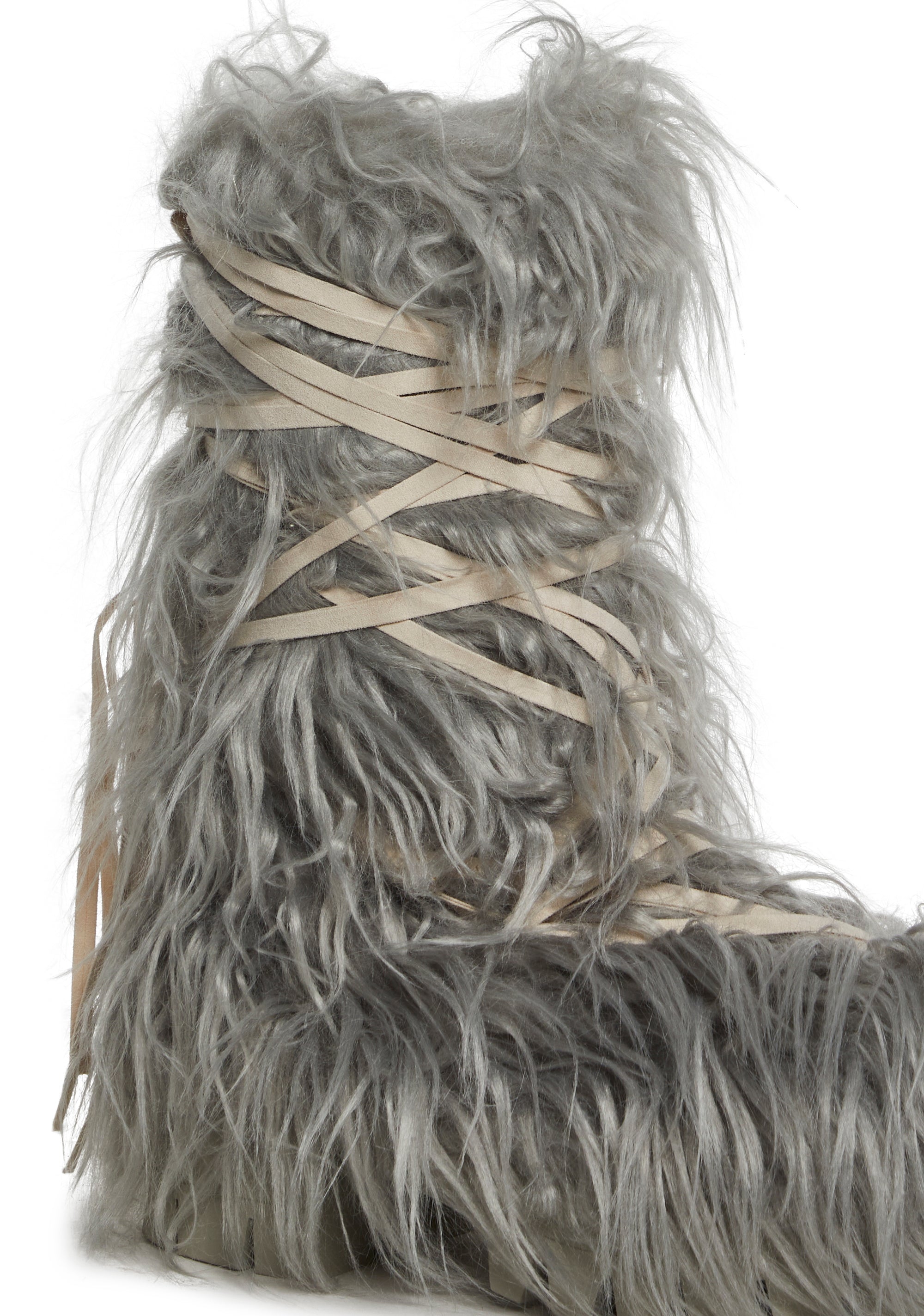 Warp Faux Fur Boots - Gray