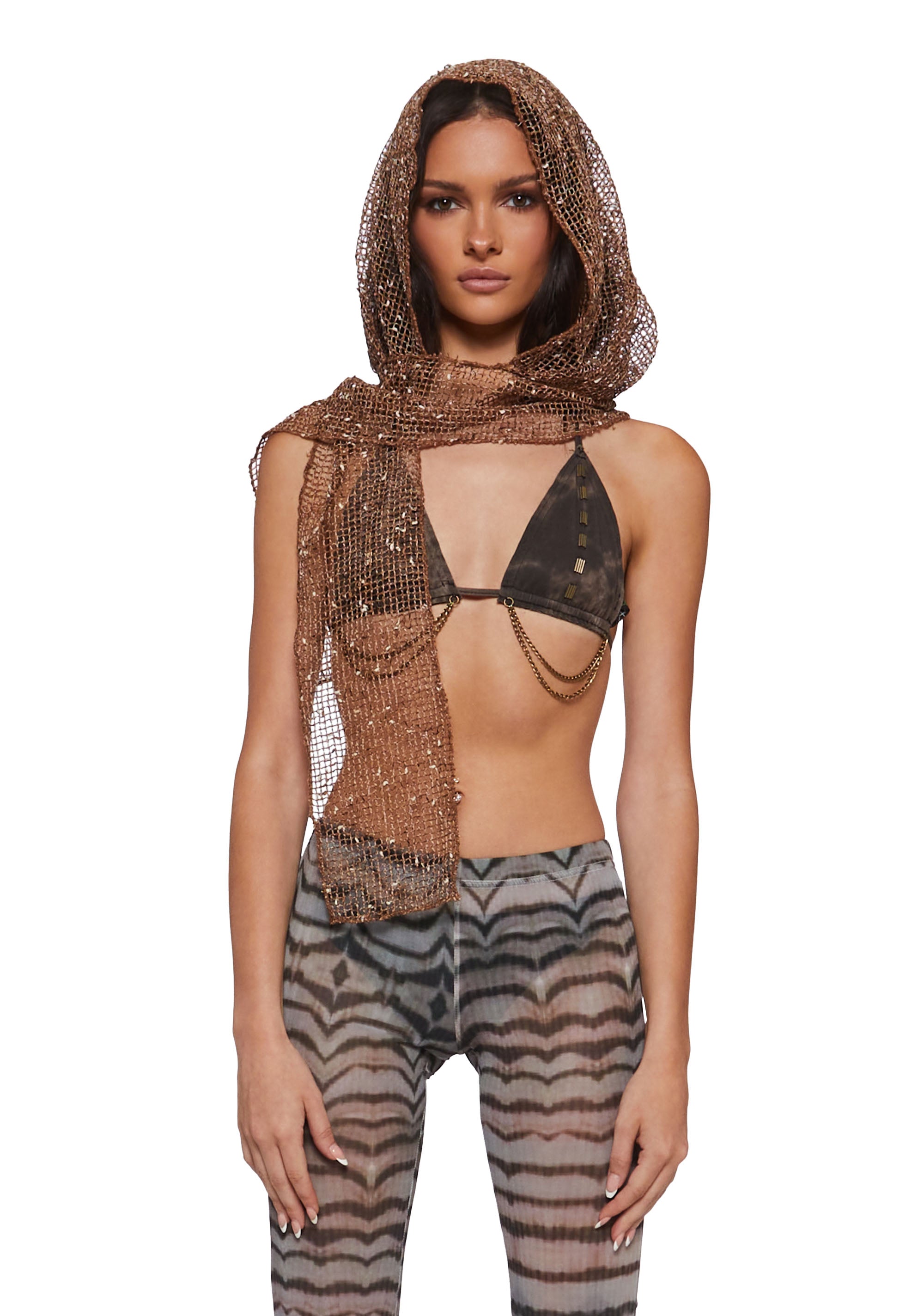 echo hooded slit maxi dress DARKER WAVS Mask Hood Slit Maxi Dress