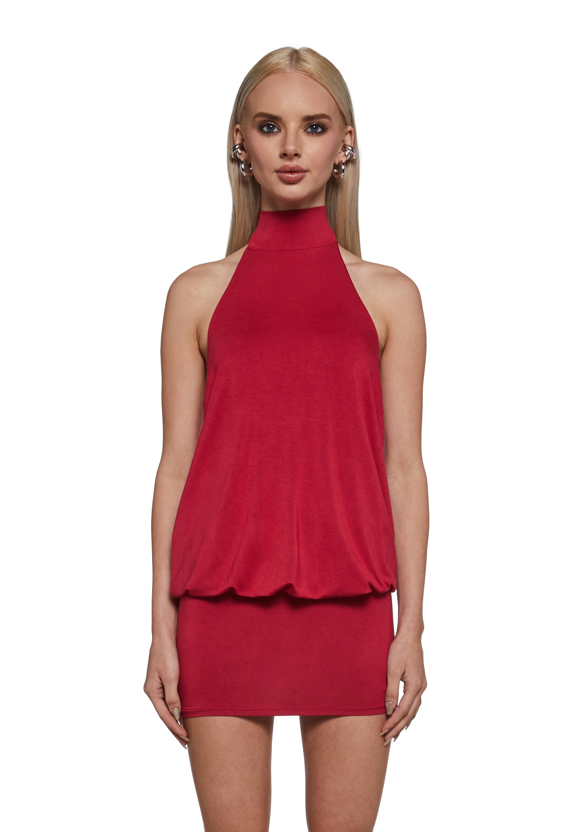 Womens High Neck Halter Dress