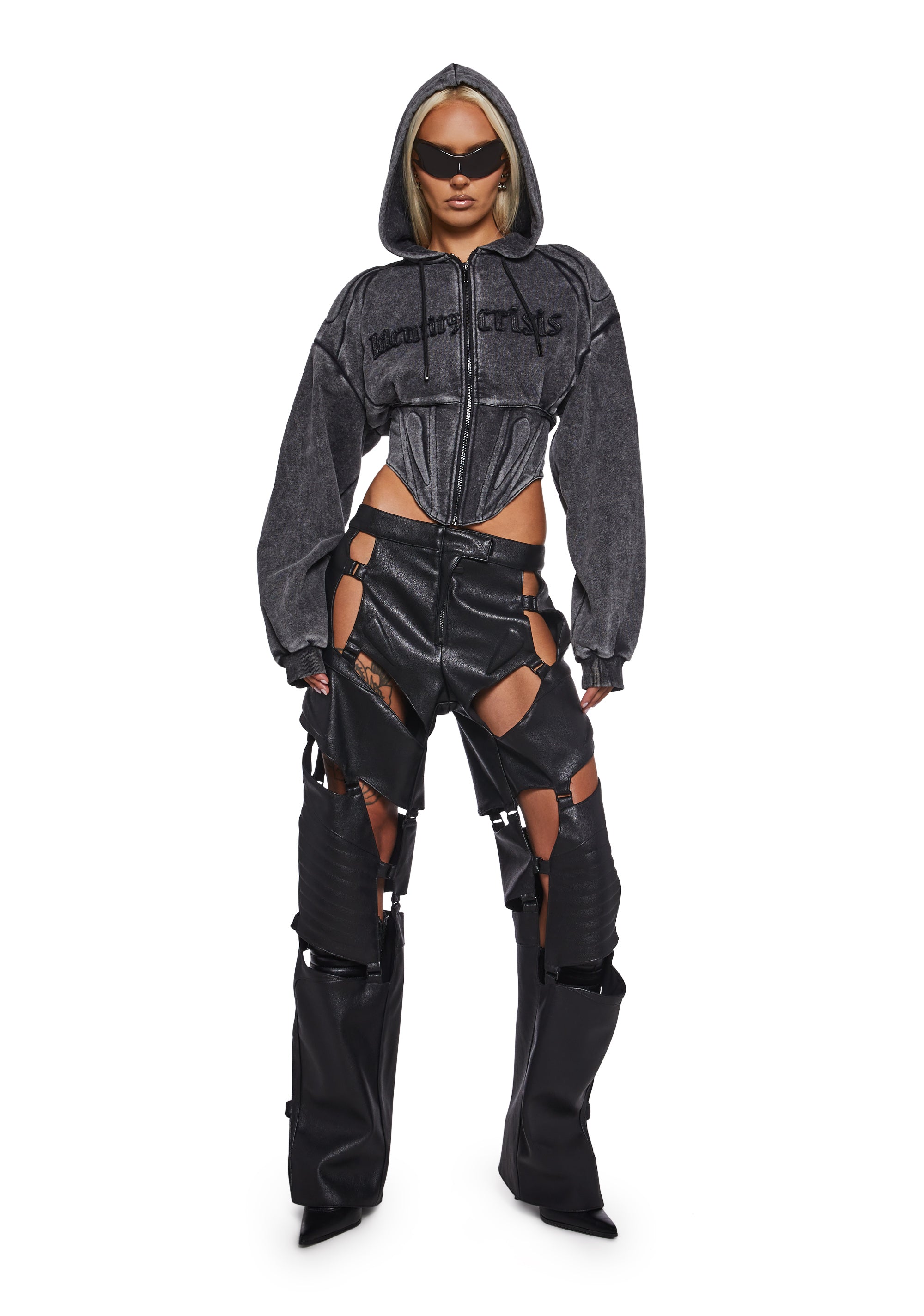 Namilia Sweat Corset Zip Hoodie - Black – Dolls Kill
