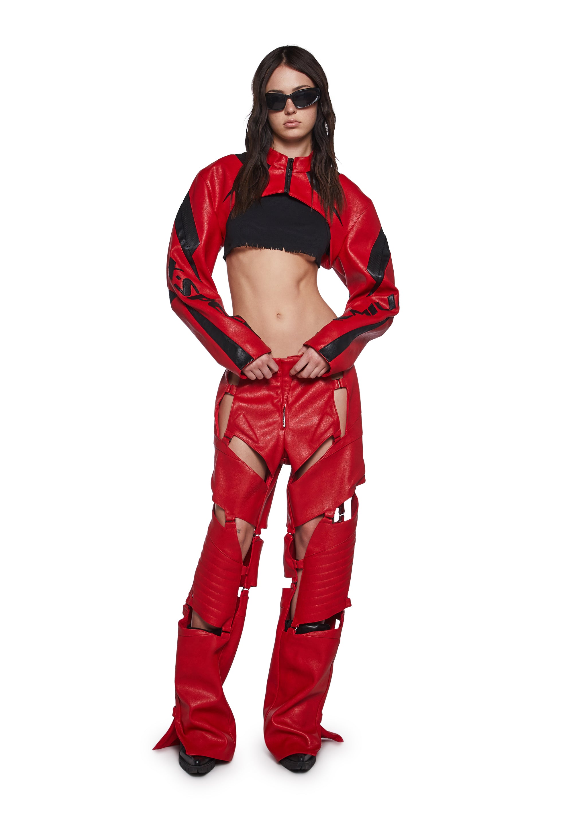 Namilia XTC Leather Choker Jacket - Red – Dolls Kill