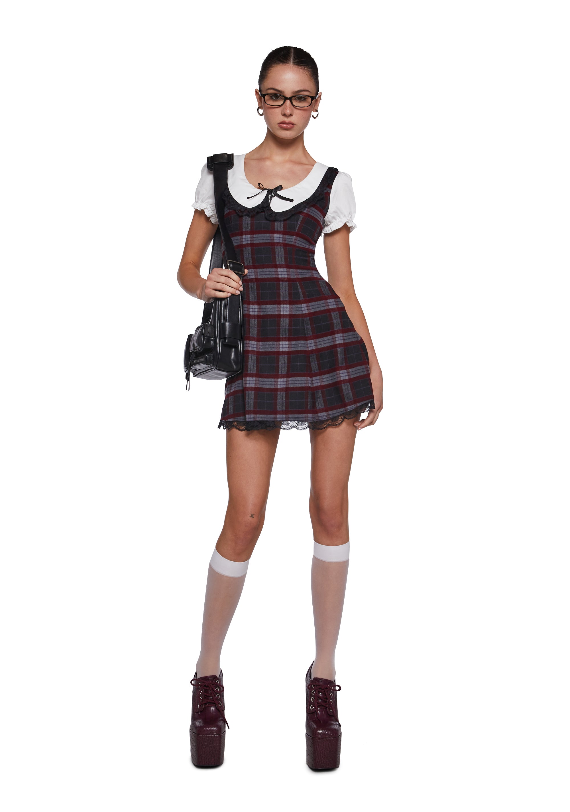 Dark Academia Plaid Dress - alternate