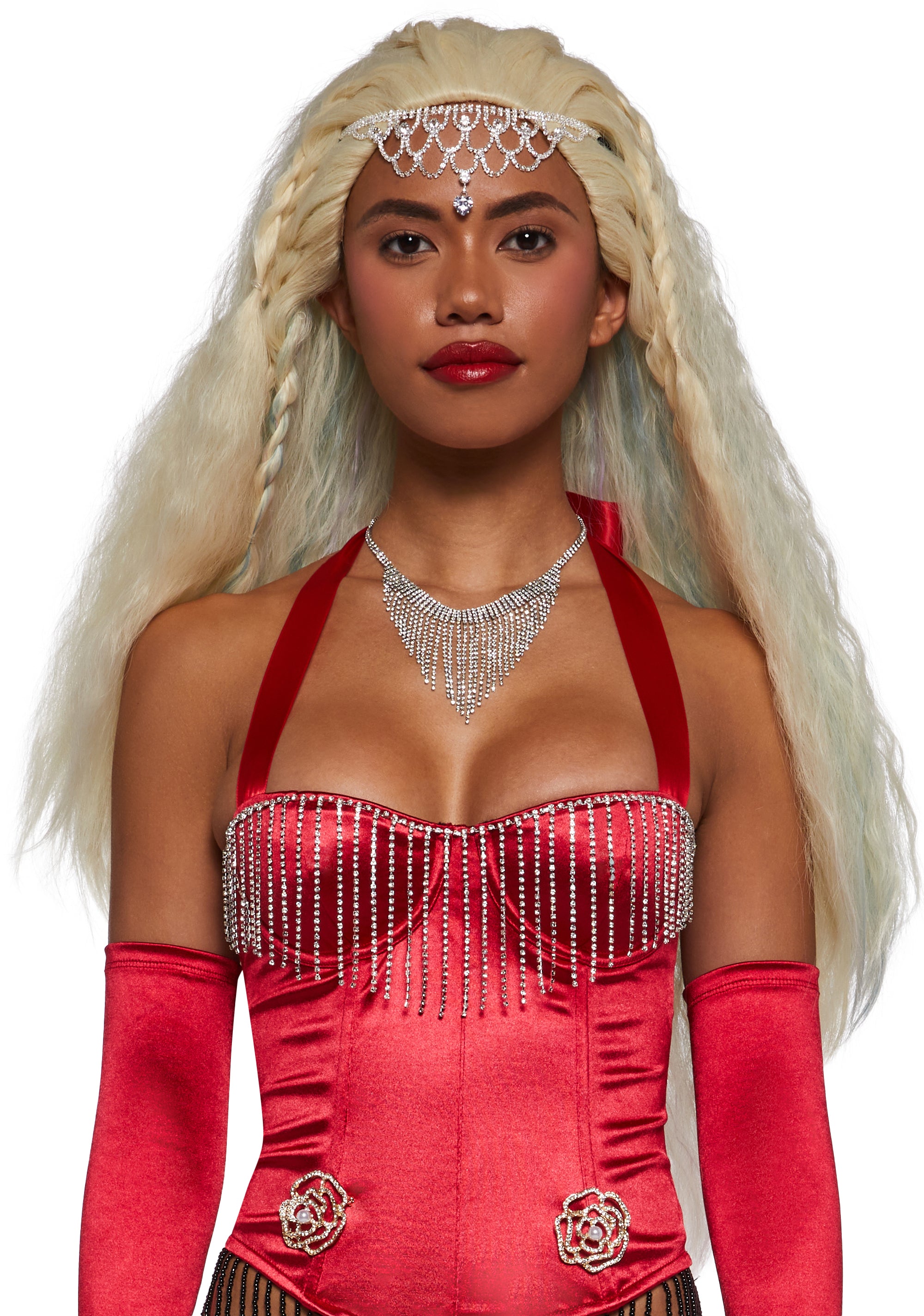Rouge Lady Popstar Costume And Wig Set