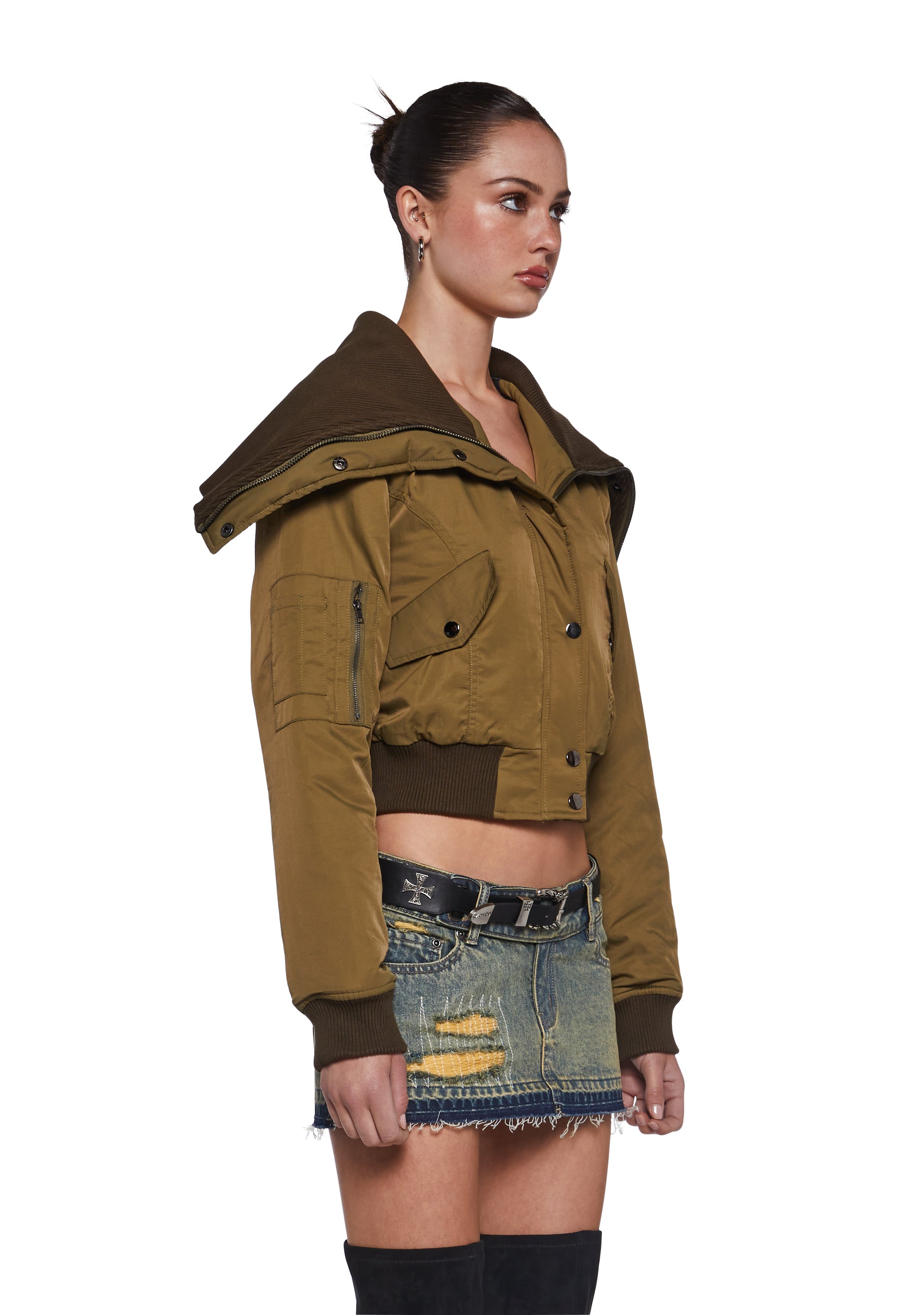 Sweet Riot Cropped Bomber Jacket