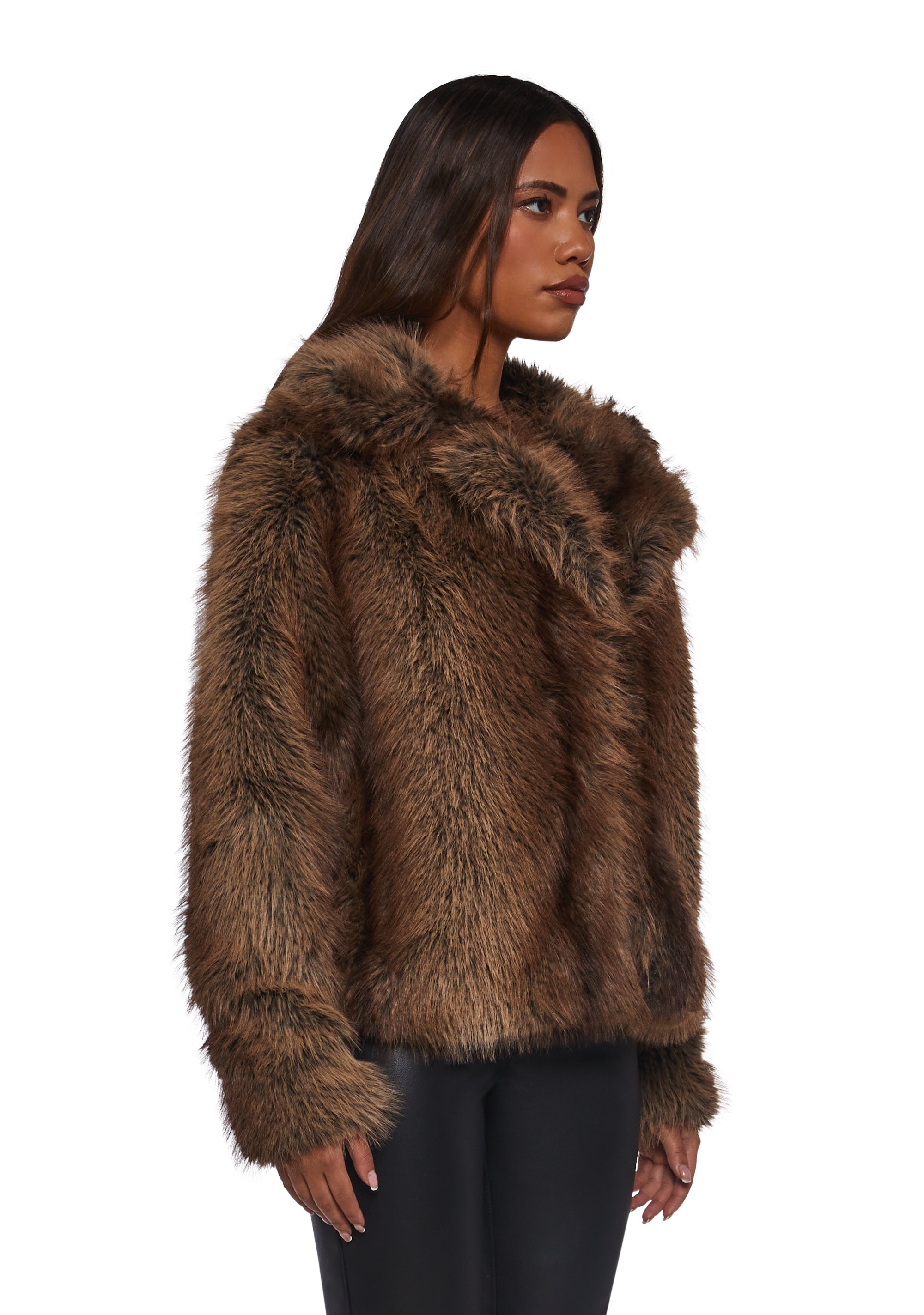 Melora Faux Fur Coat - Brown