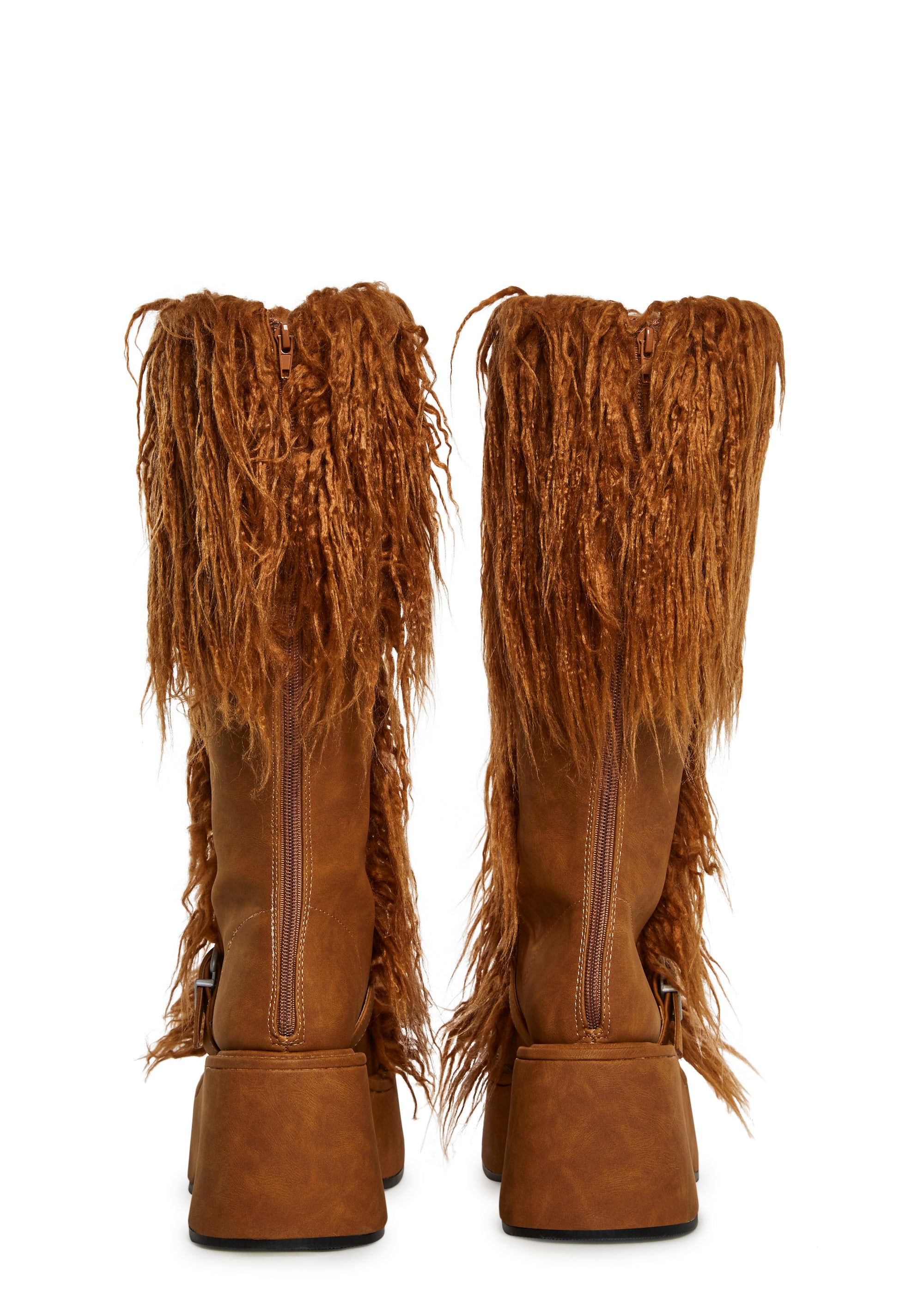 Womens Faux Fur Suede Platform Boots Current Mood - Brown – Dolls Kill