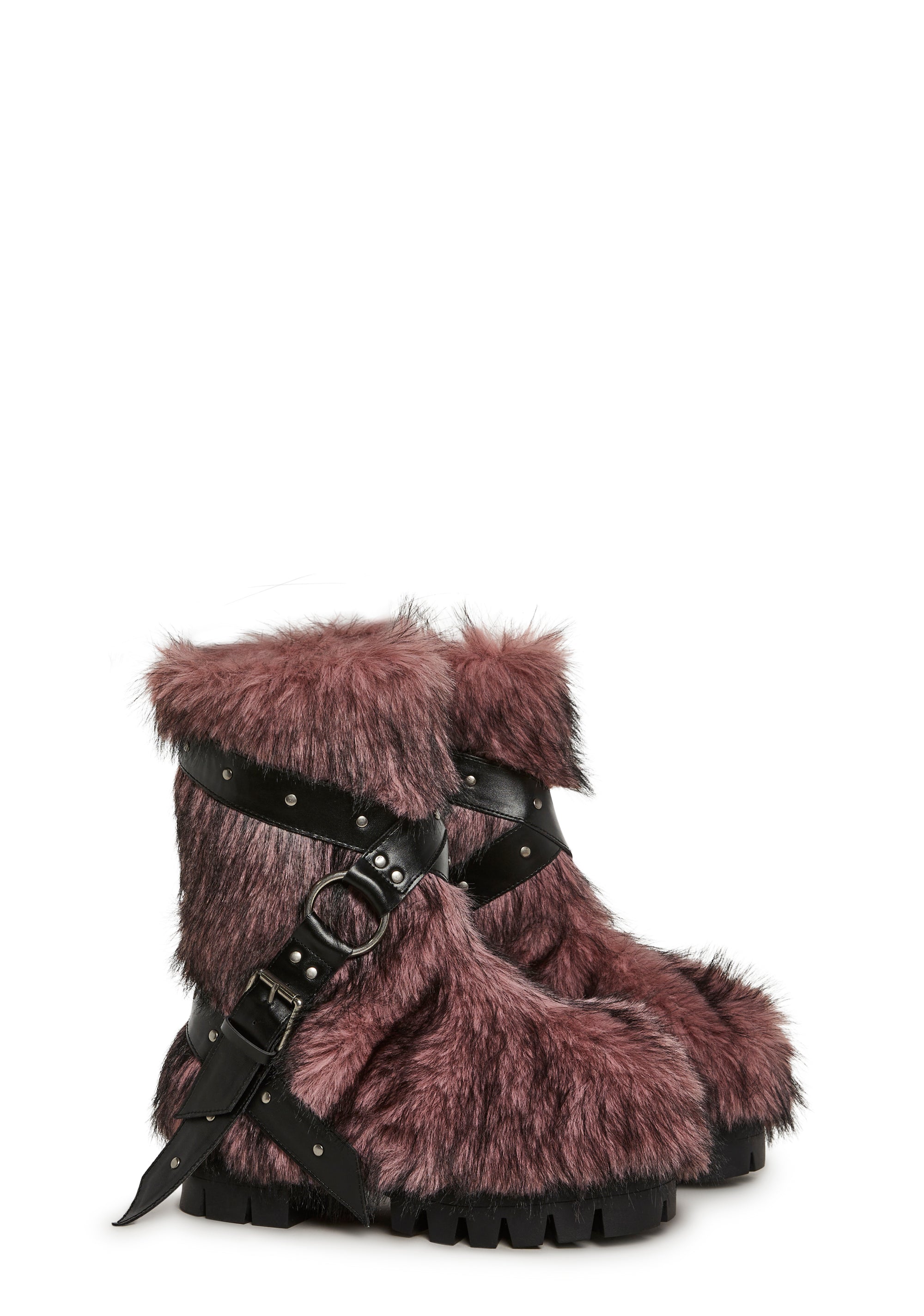 Club Exx Burning Man Faux Fur Platform Boots Rave Festival - Pink