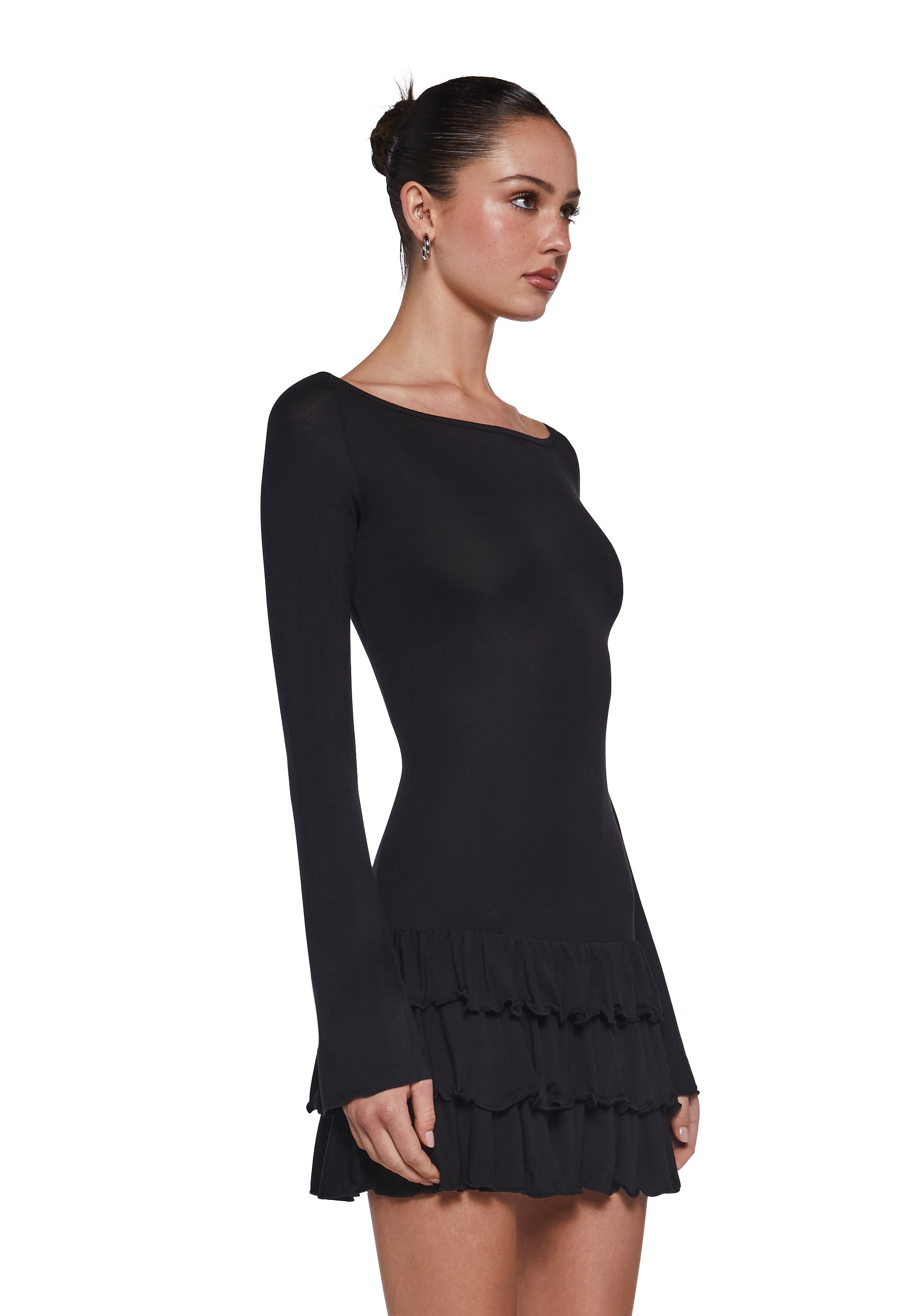 mandy long sleeve ruffle mini shirt dress Mandy Long Sleeve Ruffle Mini Shirt Dress-purelyfable