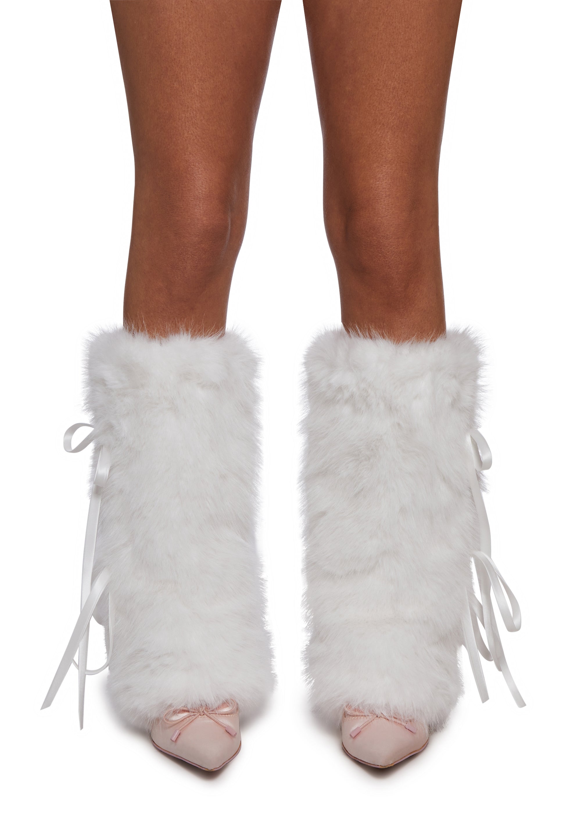 Frost Flirt Bow-Tied Faux Fur Warmers