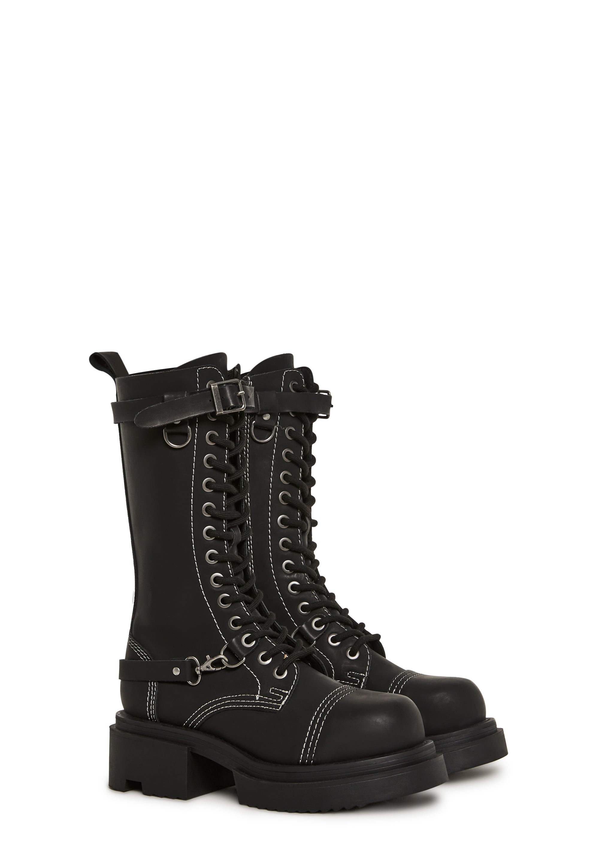 Vegan Leather Combat Boots Signal Darker Wavs - Black