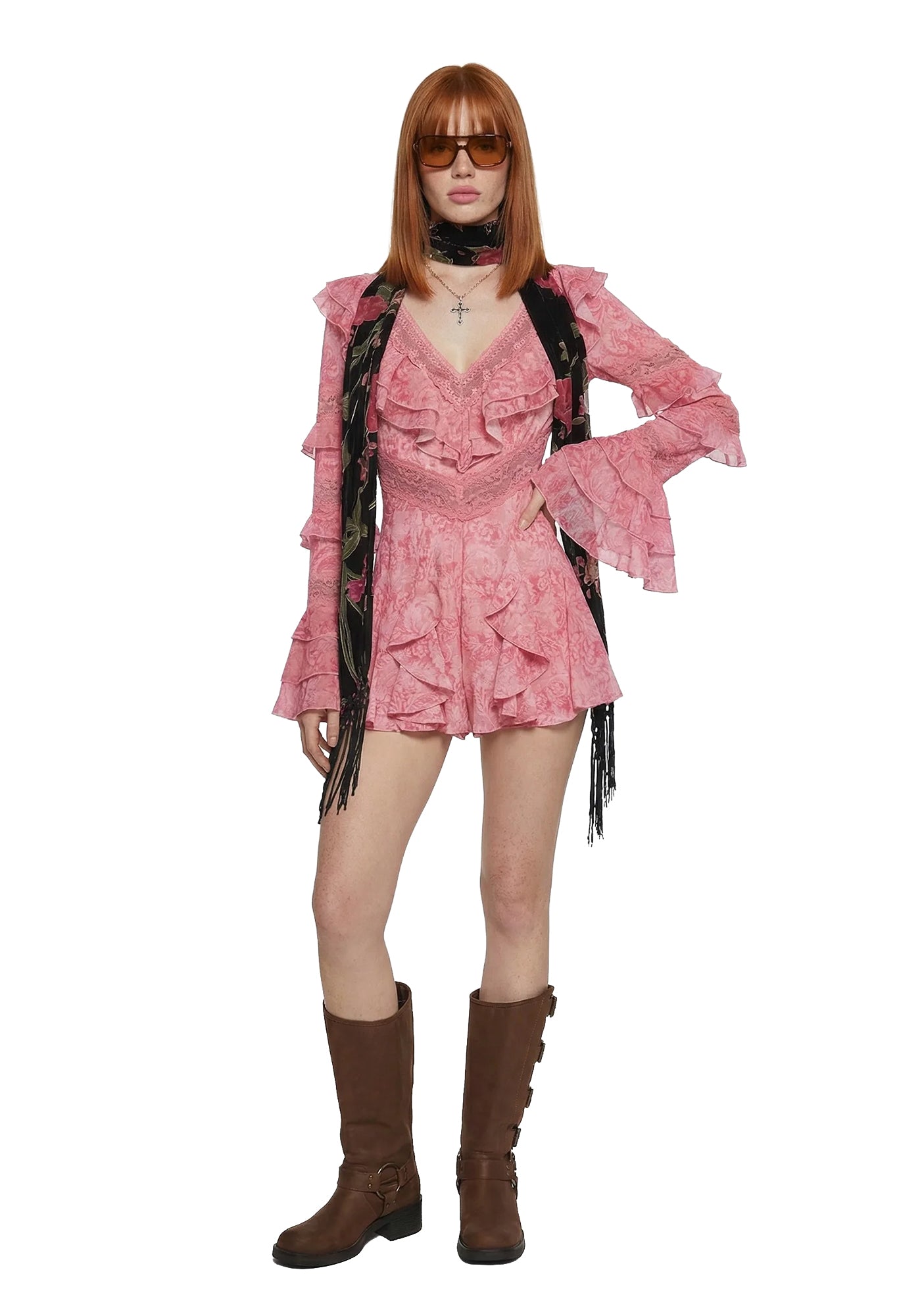 chinese dress ladies Womens Ruffled Lace Romper Sugar Thrillz