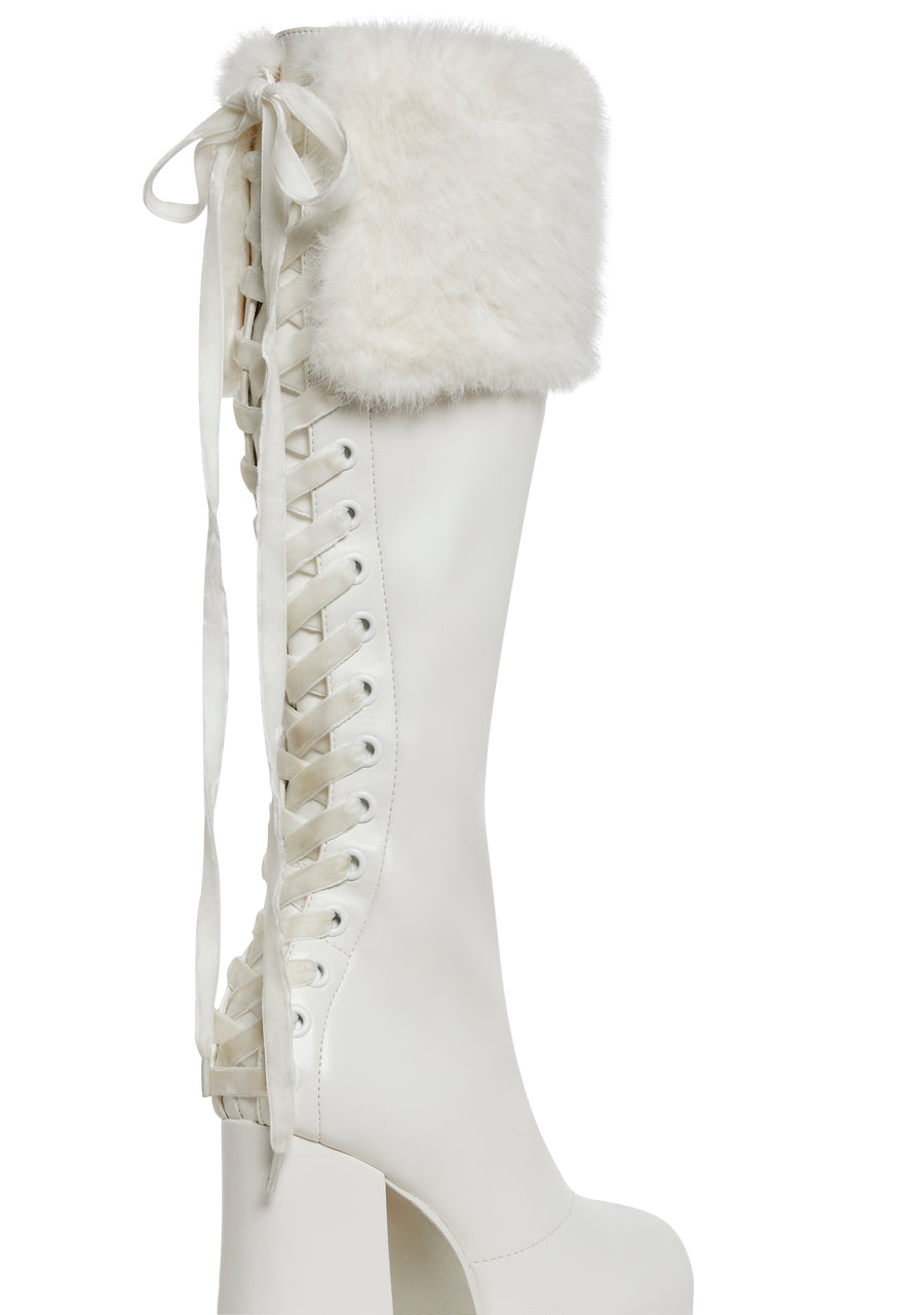 Sweetest Wishes Platform Boots - White - alternate
