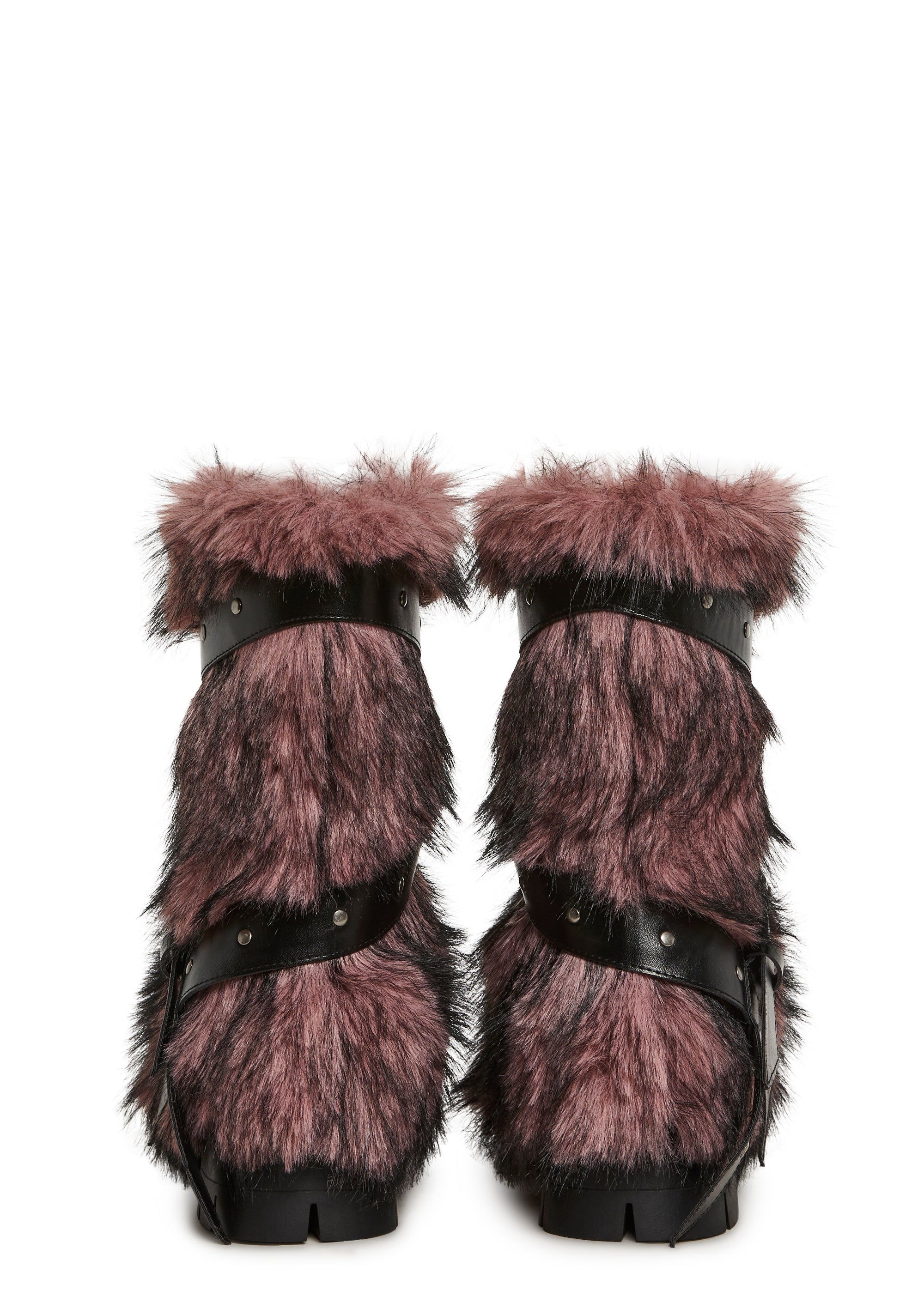 Low Wild Instincts Faux Fur Combat Boots - Pink