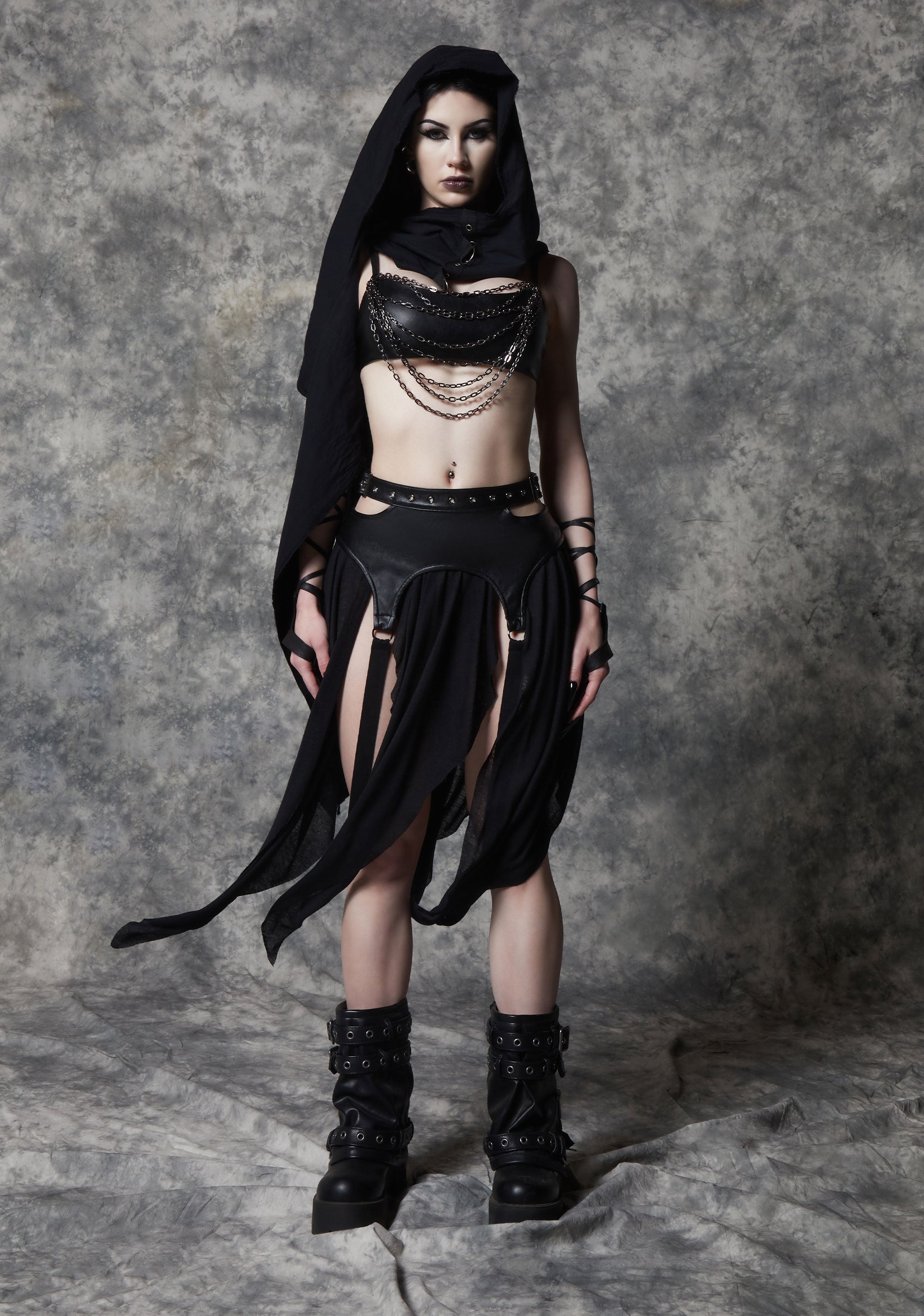 Darker Wavs Festival Rave Avante Garde Analog Buckle Asymmetrical