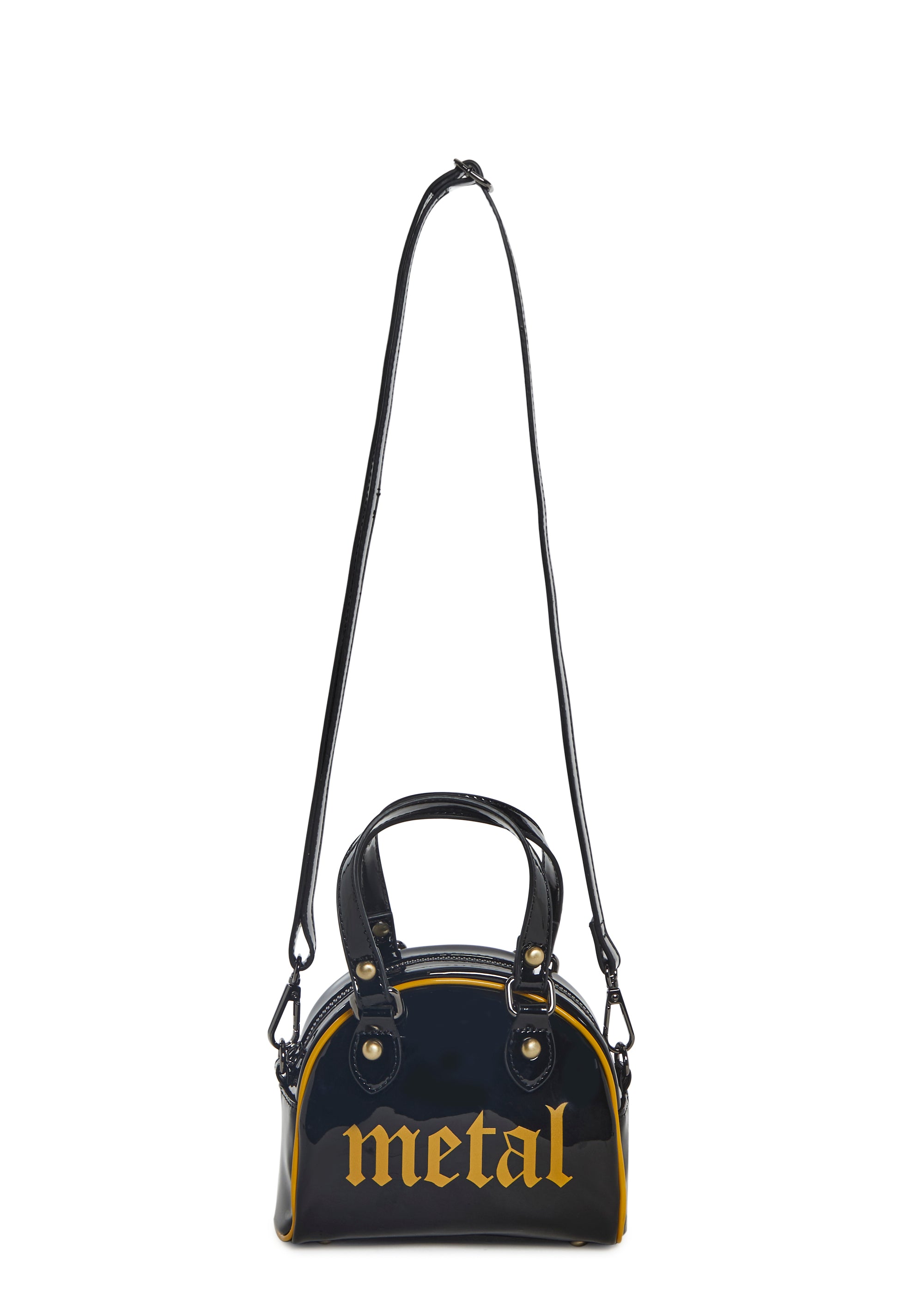 Mini Patent Metal Bowler Bag Current Mood- Black – Dolls Kill