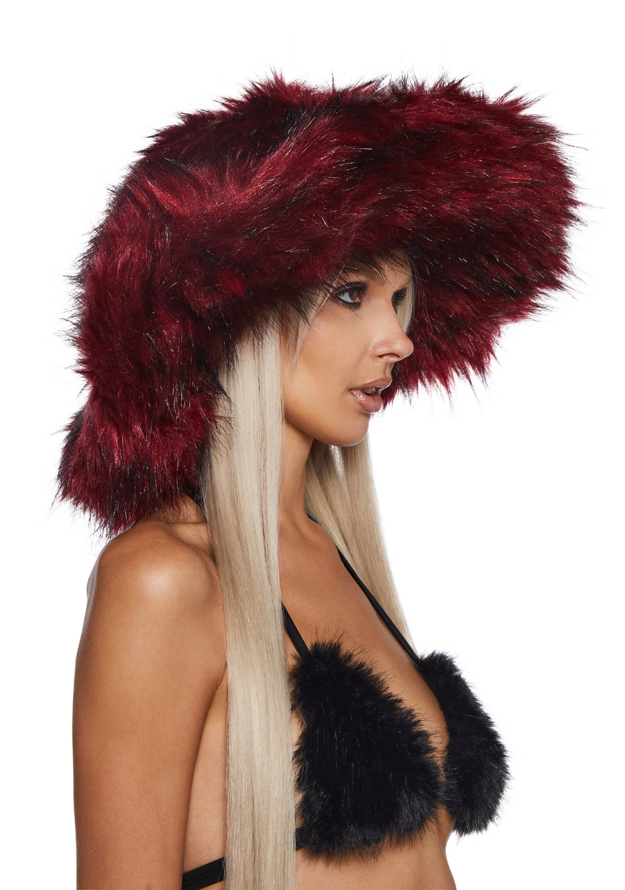 Chamber Faux Fur Bucket Hat - Red - alternate