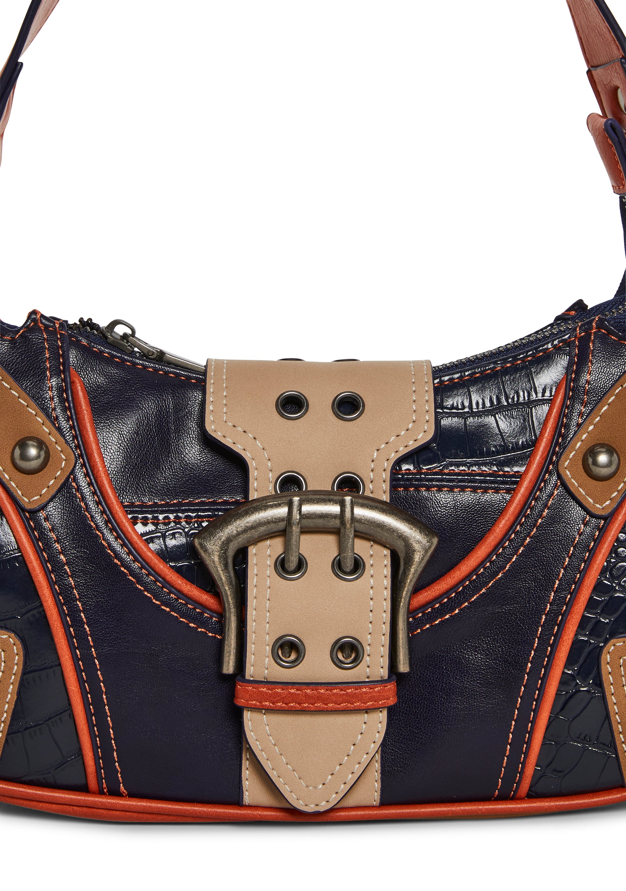 Mixed Vegan Leather Shoulder Bag Current Mood - Blue – Dolls Kill