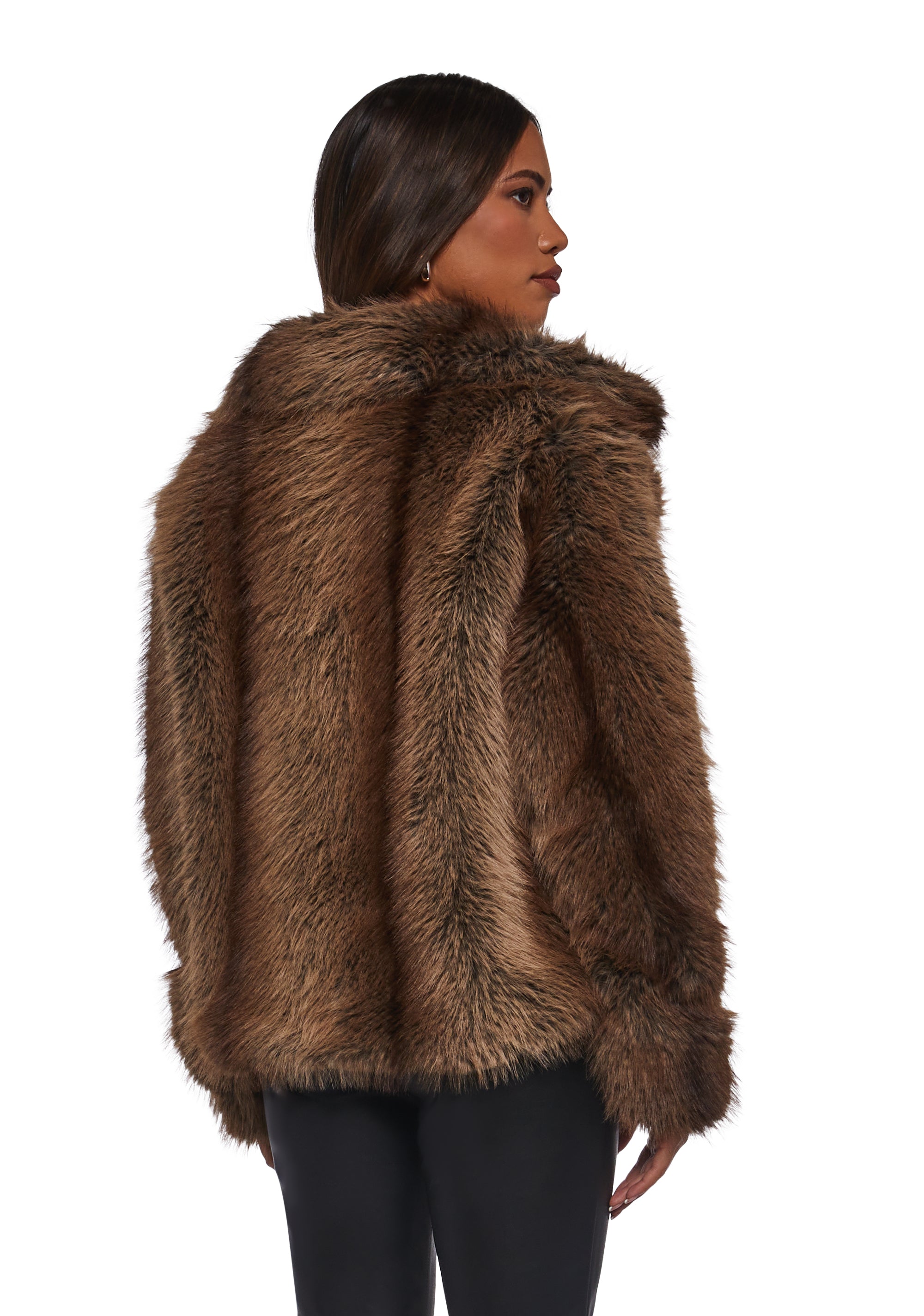 Melora Faux Fur Coat - Brown