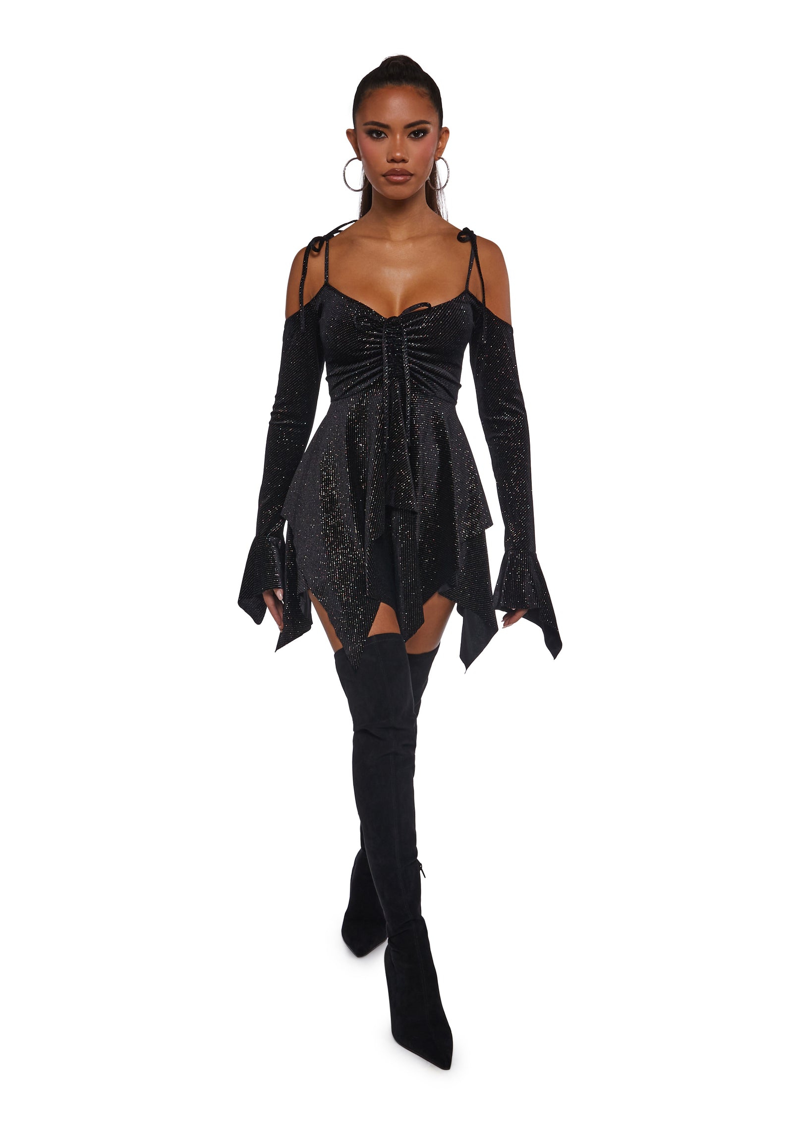 Glitter Velour Fairy Mini Dress Current Mood
