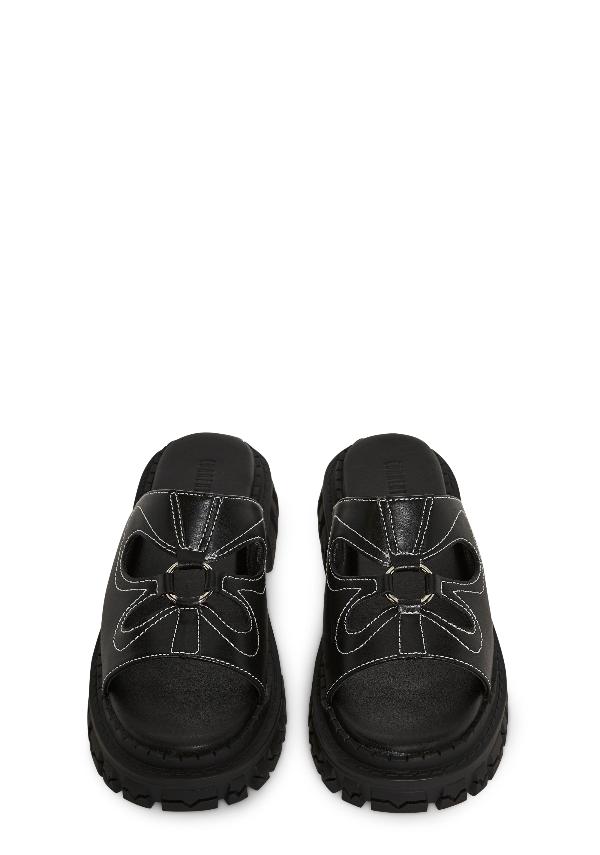 dELiA*s by Dolls Kill Butterfly Cut Out O Ring Platform Slides - Black