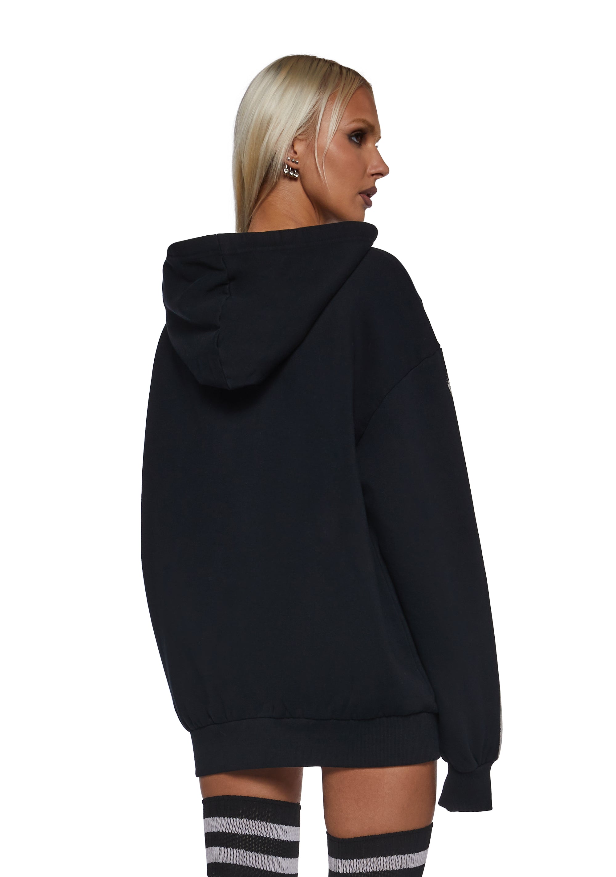 Trickz N' Treatz Bleached Cotton Skeleton Graphic Zip-Up Hoodie