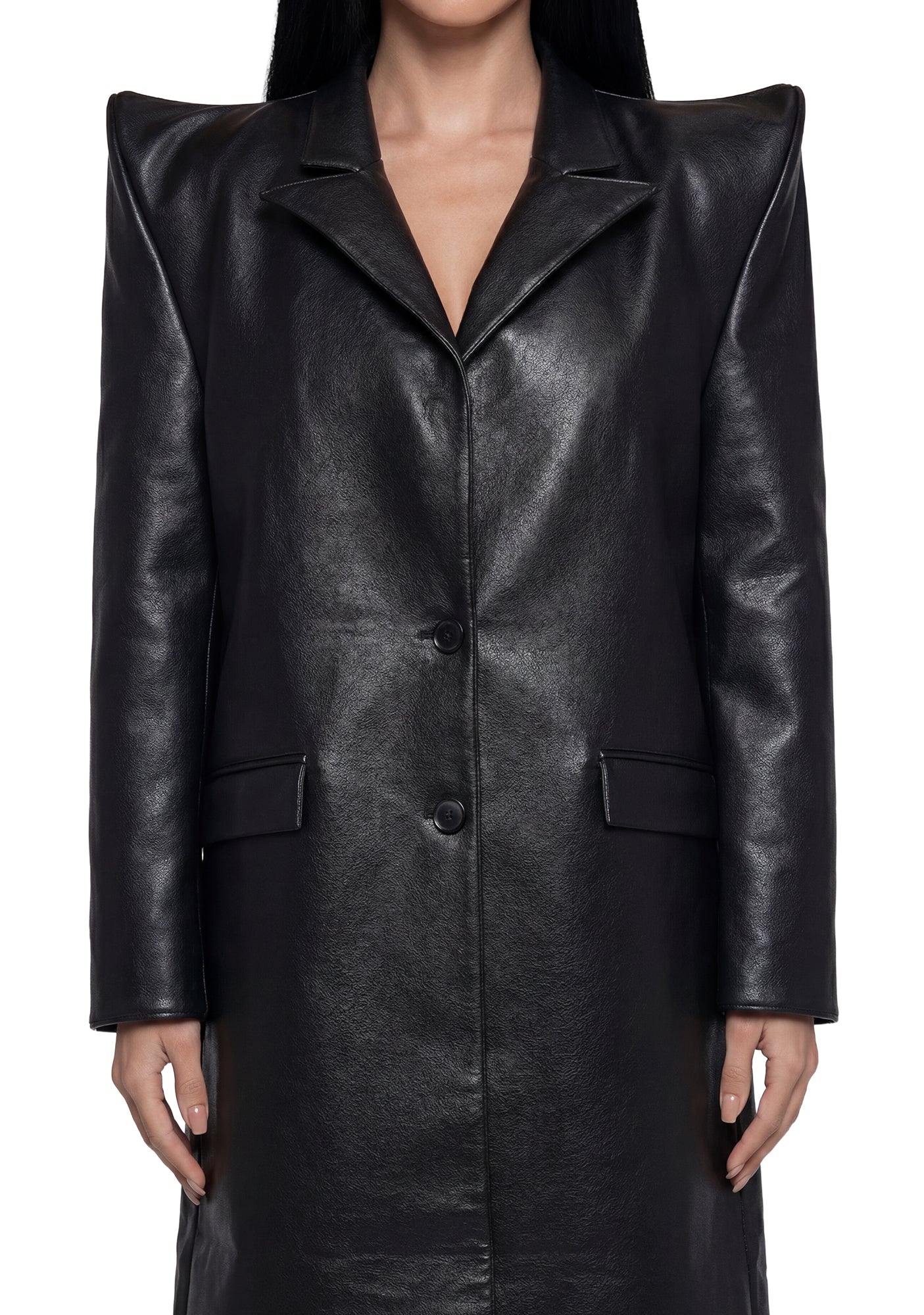 Namilia Doomsday Elongated Leather Coat - Black – Dolls Kill