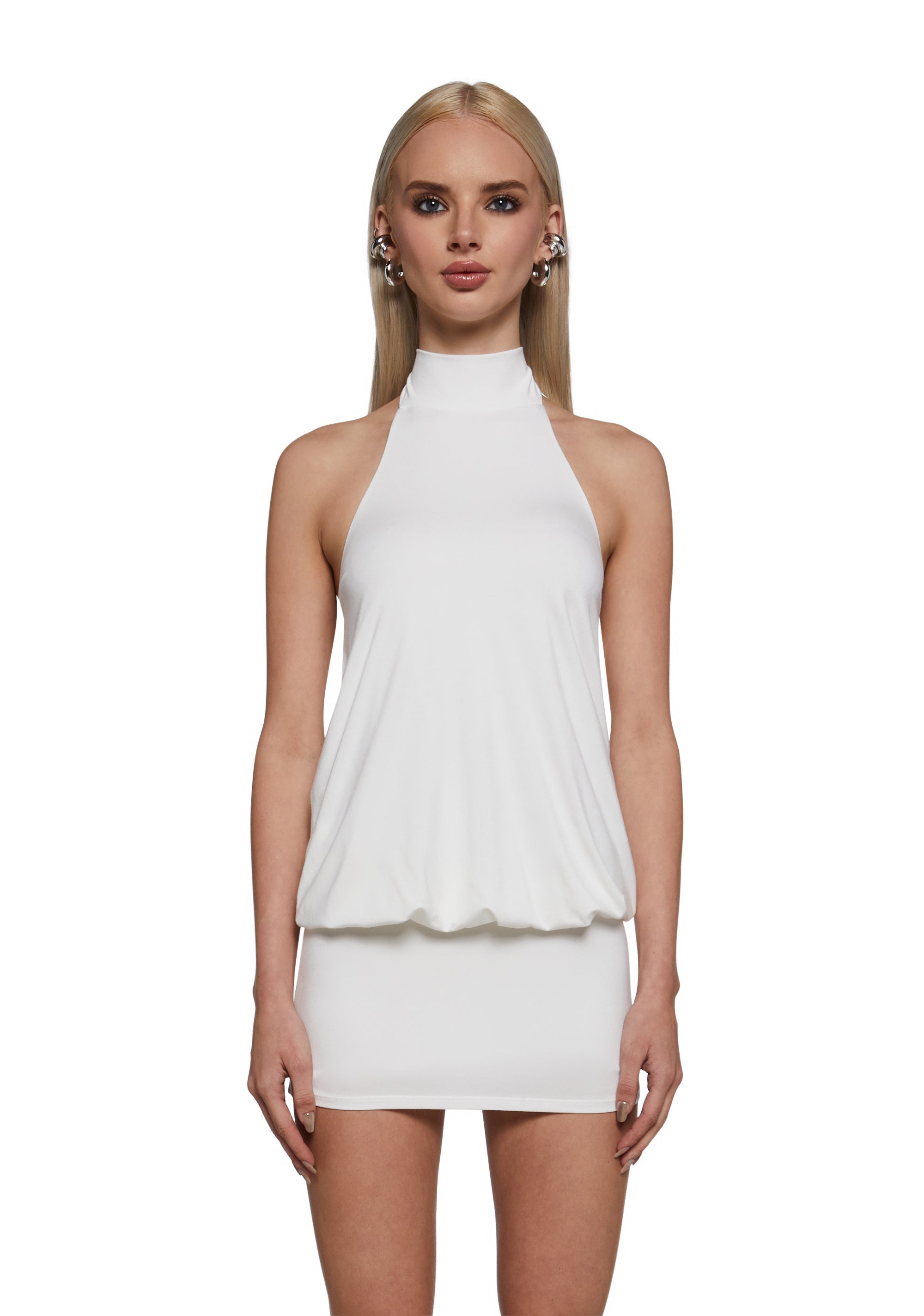 Y2k Club Slouchy Bubble Halter Dress