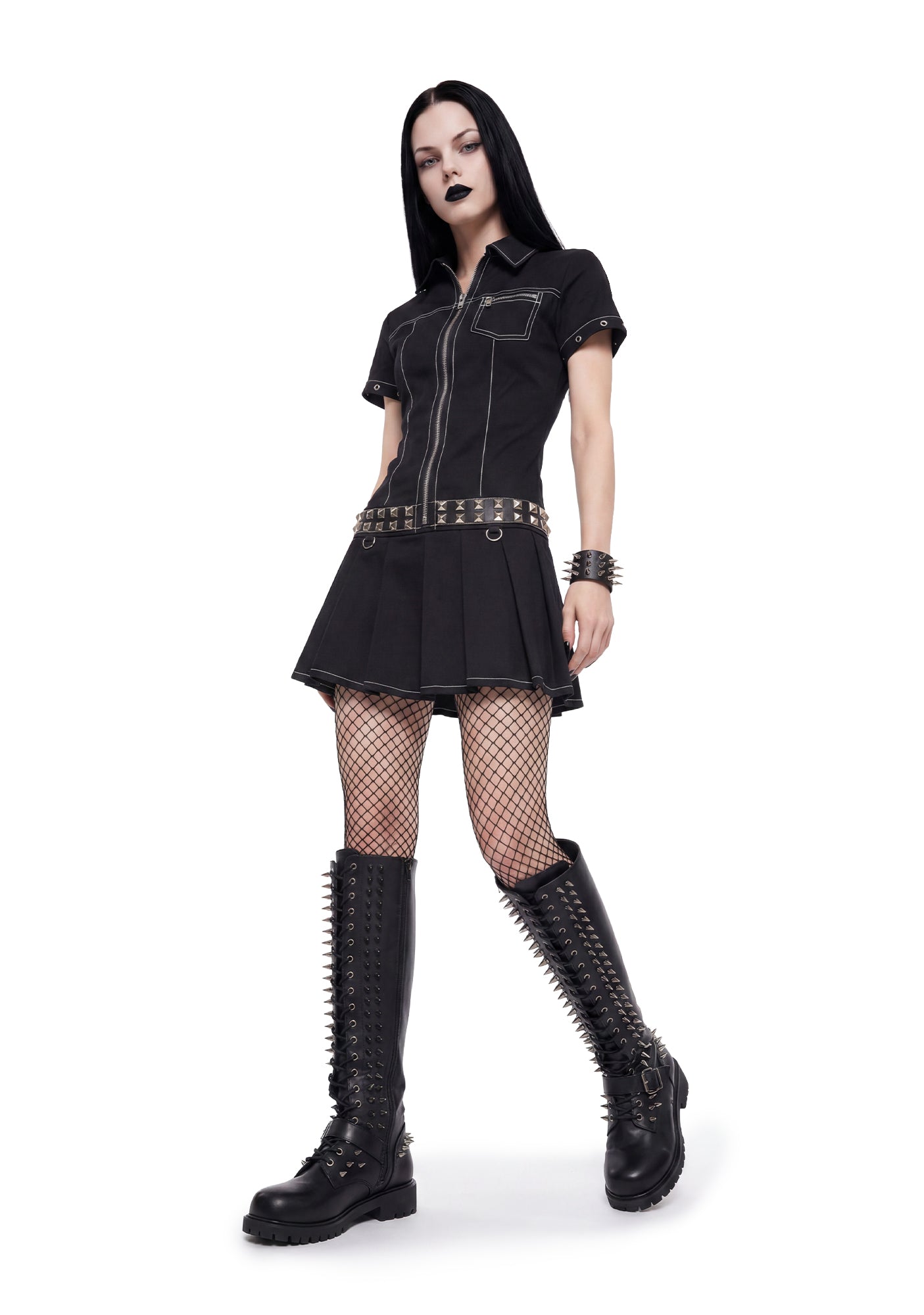 Defiance Drop Waist Utility Dress Black / 1X