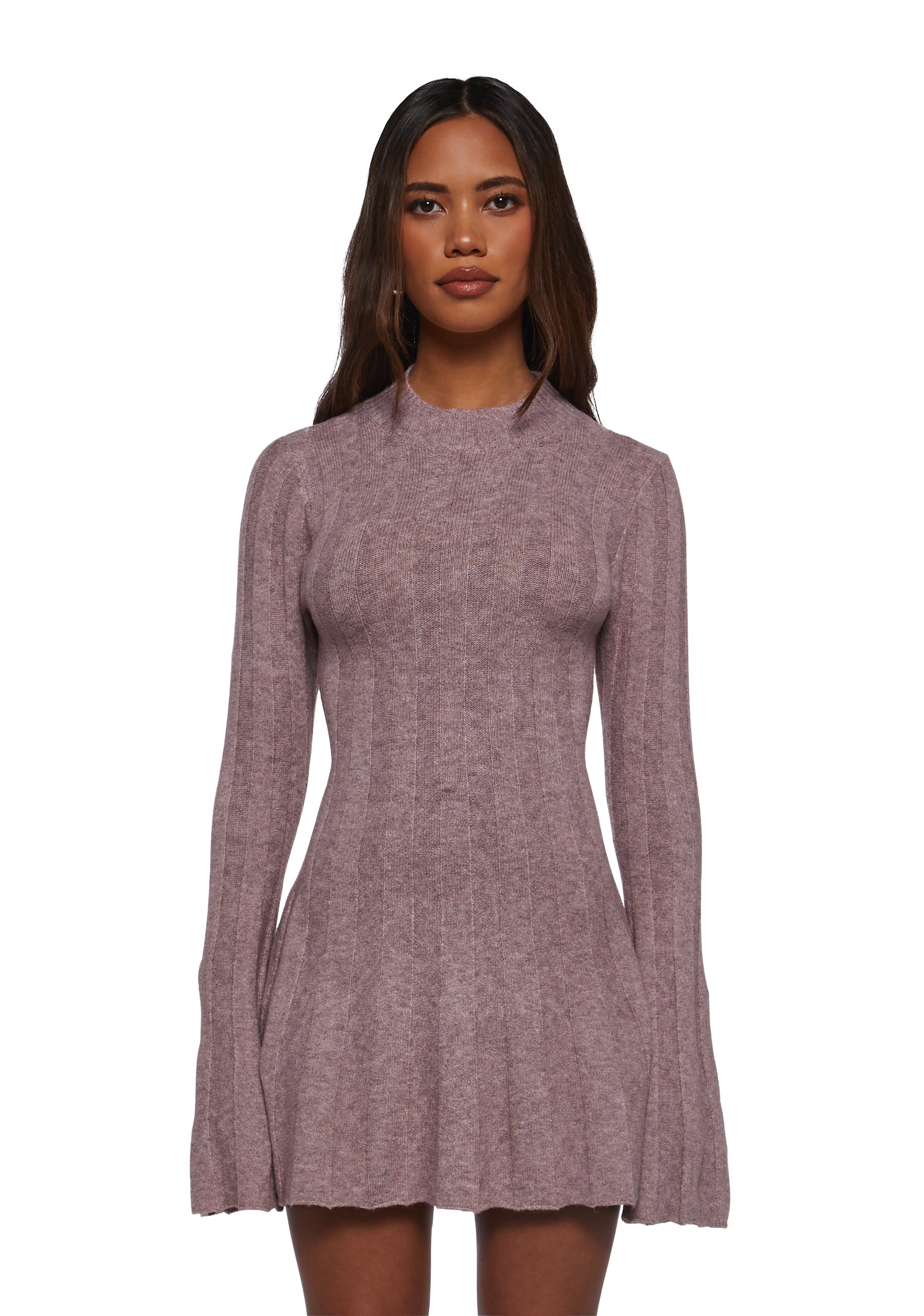 Womens Knit Ribbed Mini Dress Current Mood
