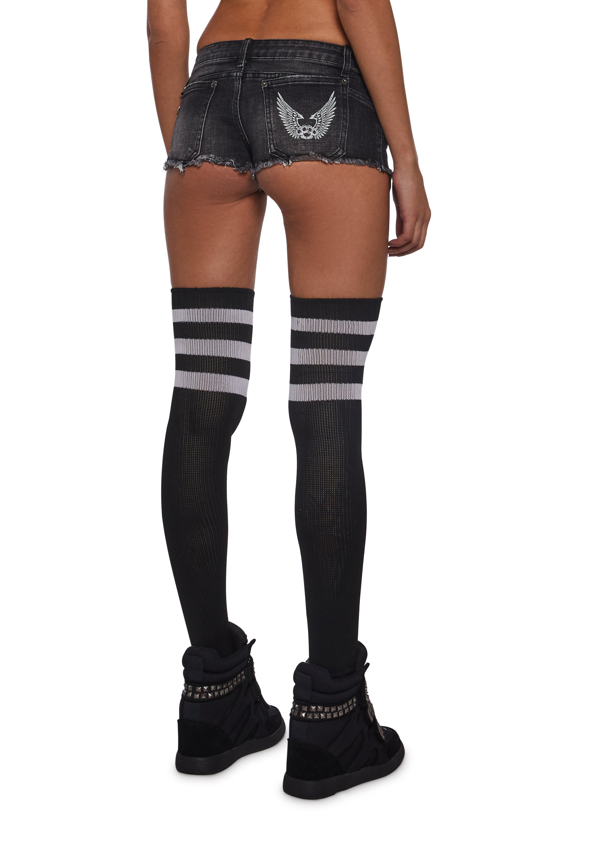 Ciska Brass Knuckle Denim Micro Shorts