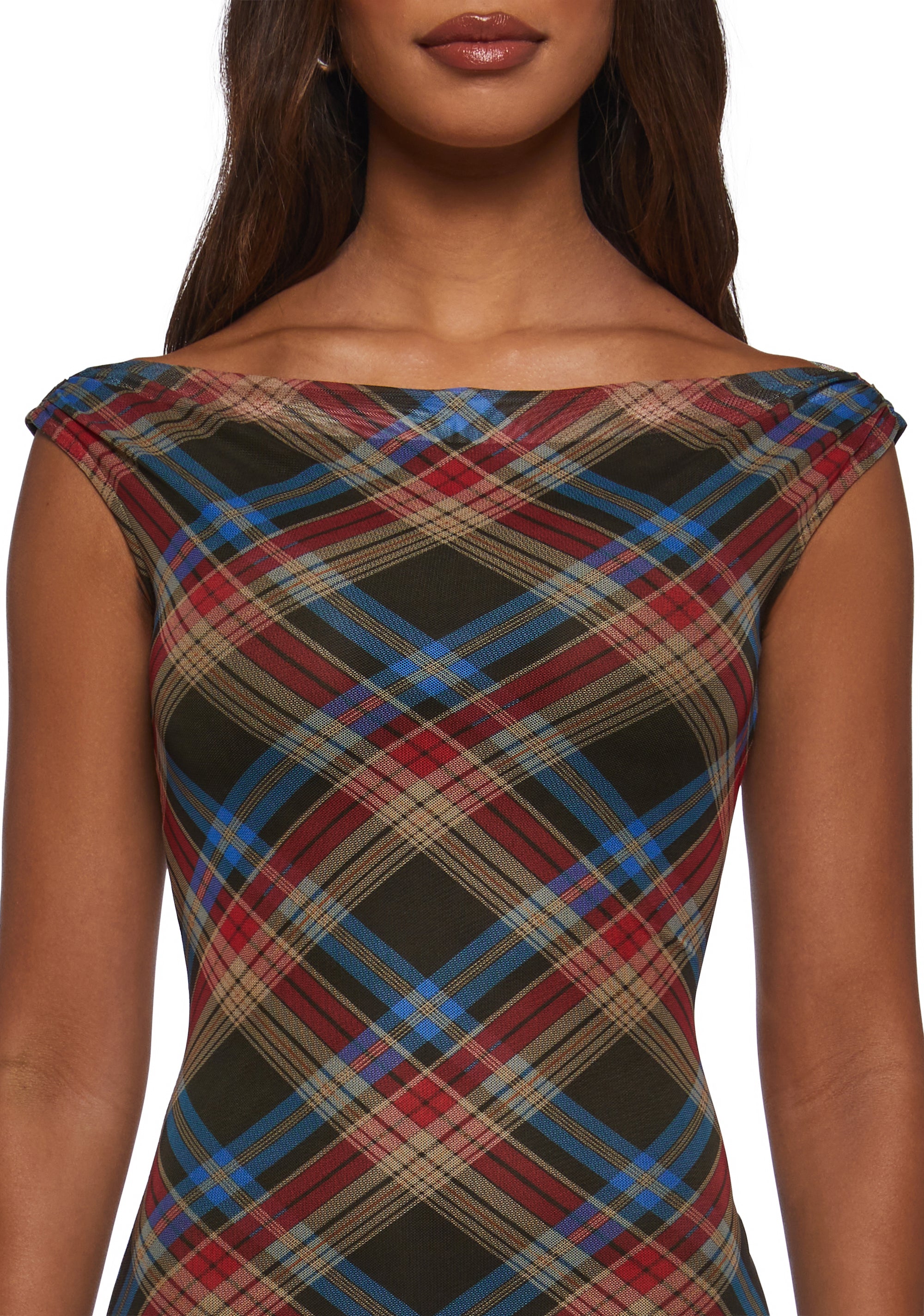 Womens Mesh Plaid Bodycon Dress Current Mood - Multi Dolls Kill Womens Mesh Plaid Bodycon Dress Current Mood - Multi Dolls Kill