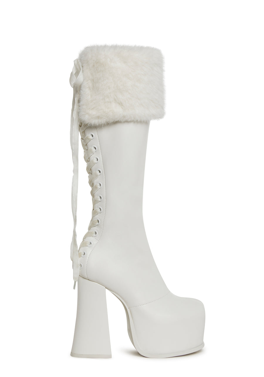 Sweetest Wishes Platform Boots - White