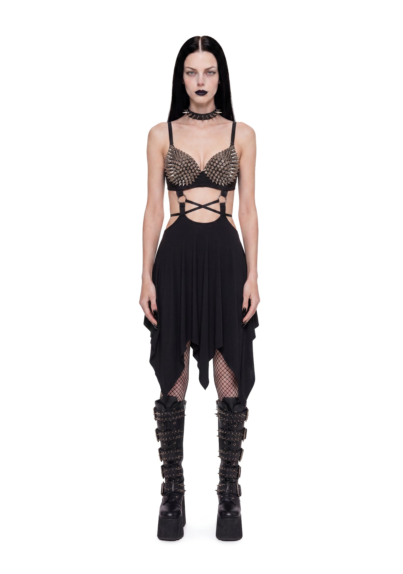 Spiked Bra Handkerchief Dress