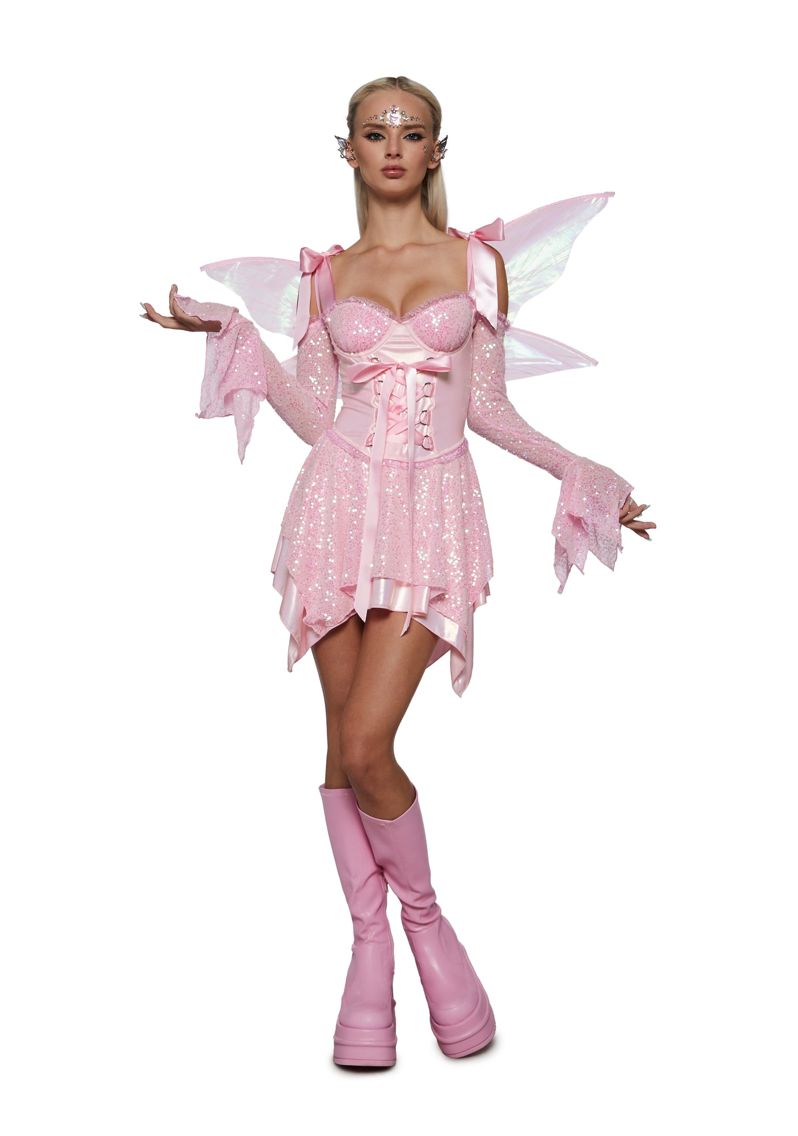Pink Sequin Fairy Halloween Costume