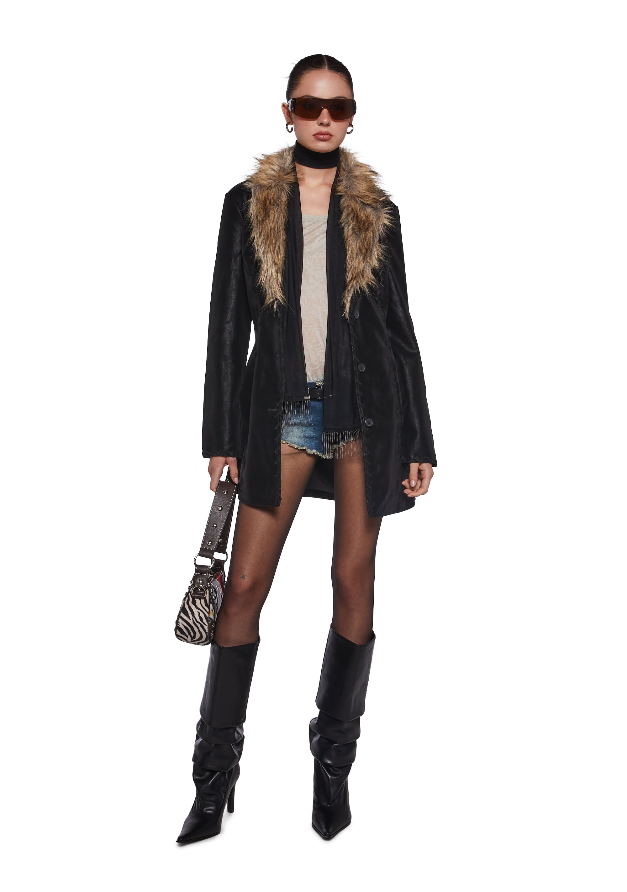 Pose Away Vegan Leather Coat