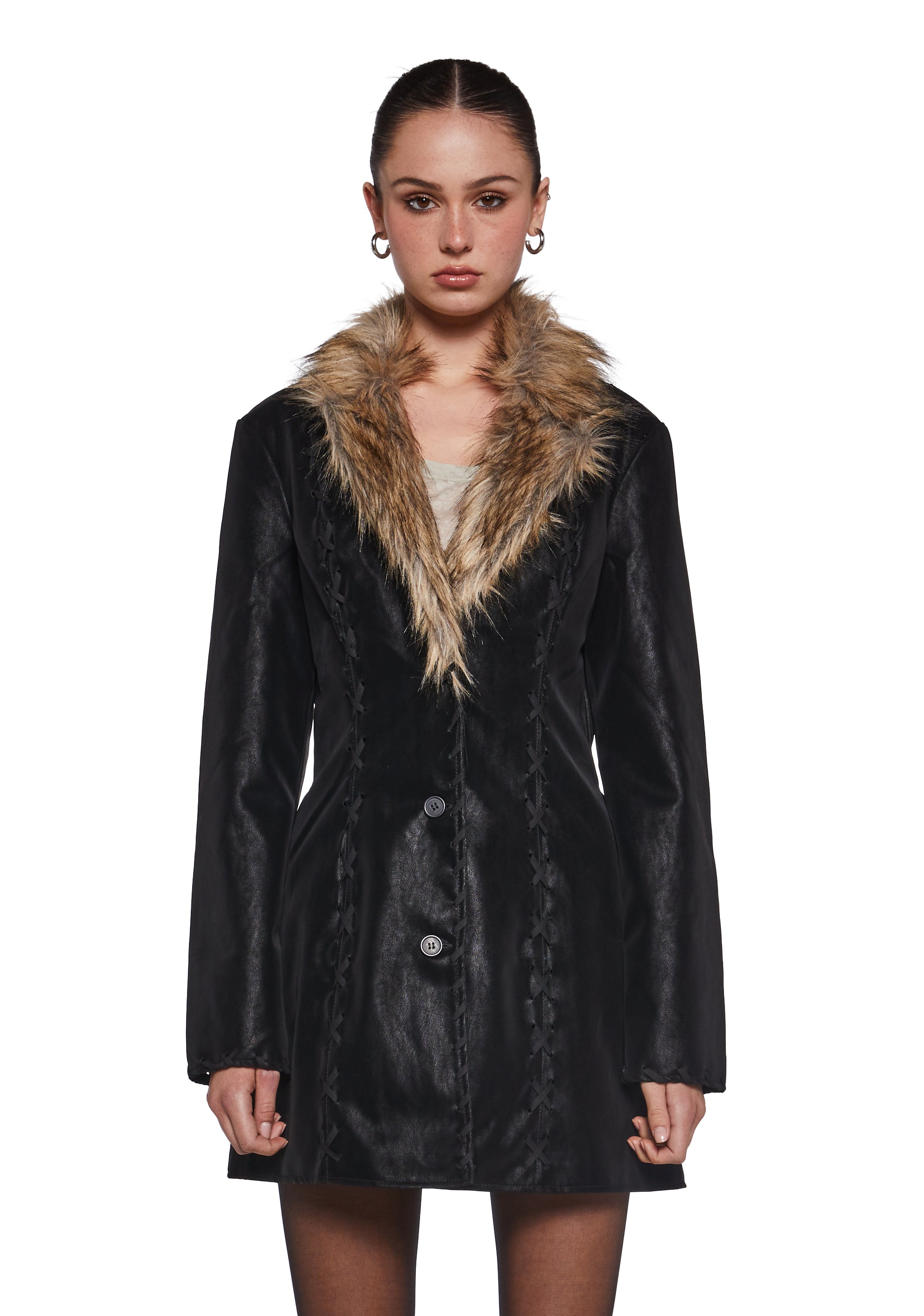 Pose Away Vegan Leather Coat