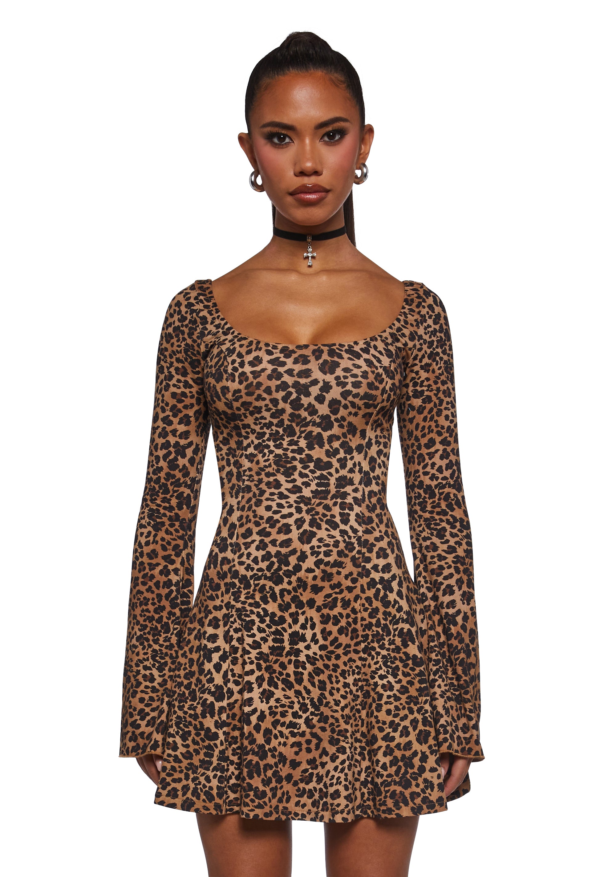 Womens Leopard Print Mini Dress Current Mood