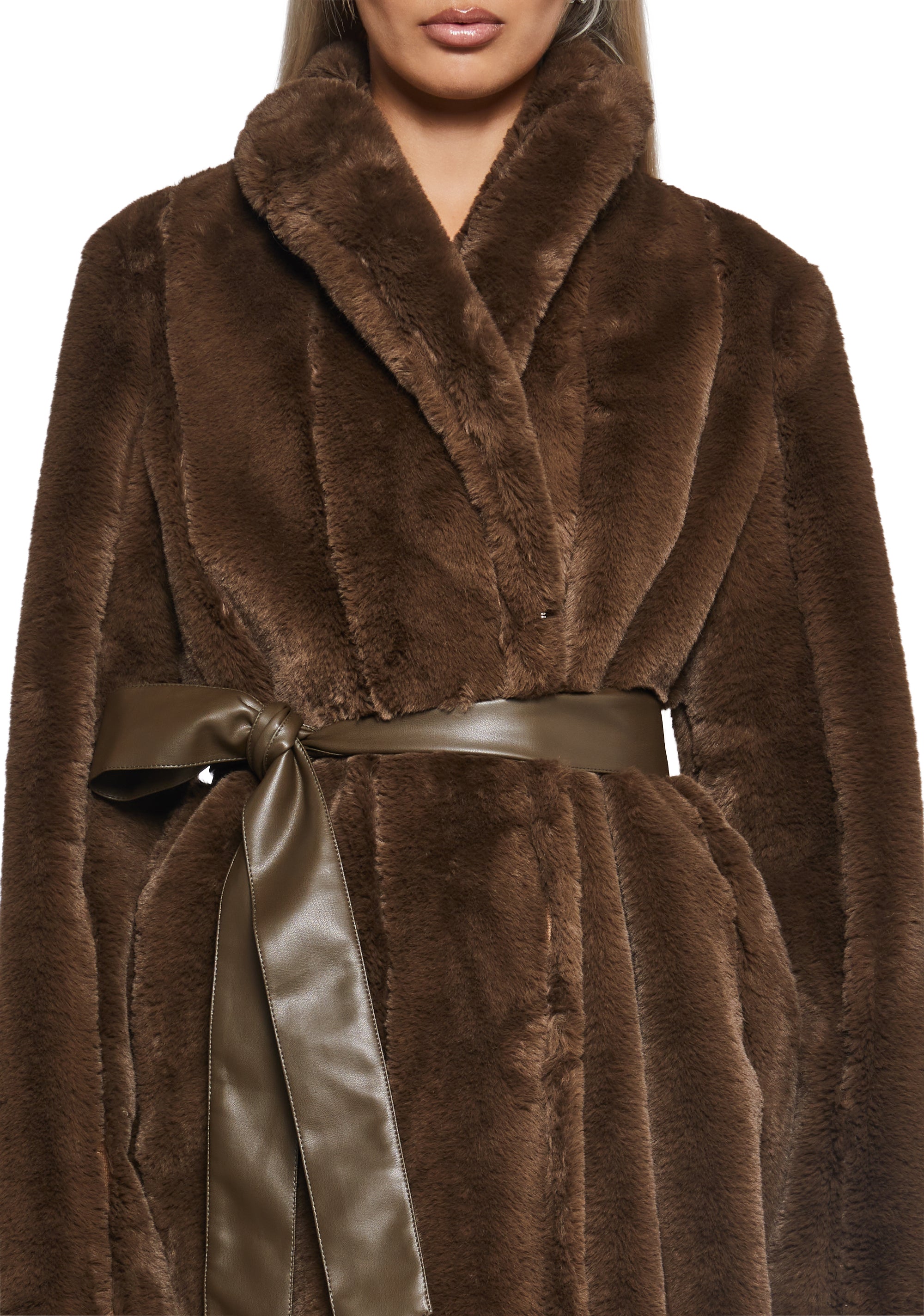 Womens Faux Fur Coat Darker Wavs - Brown – Dolls Kill
