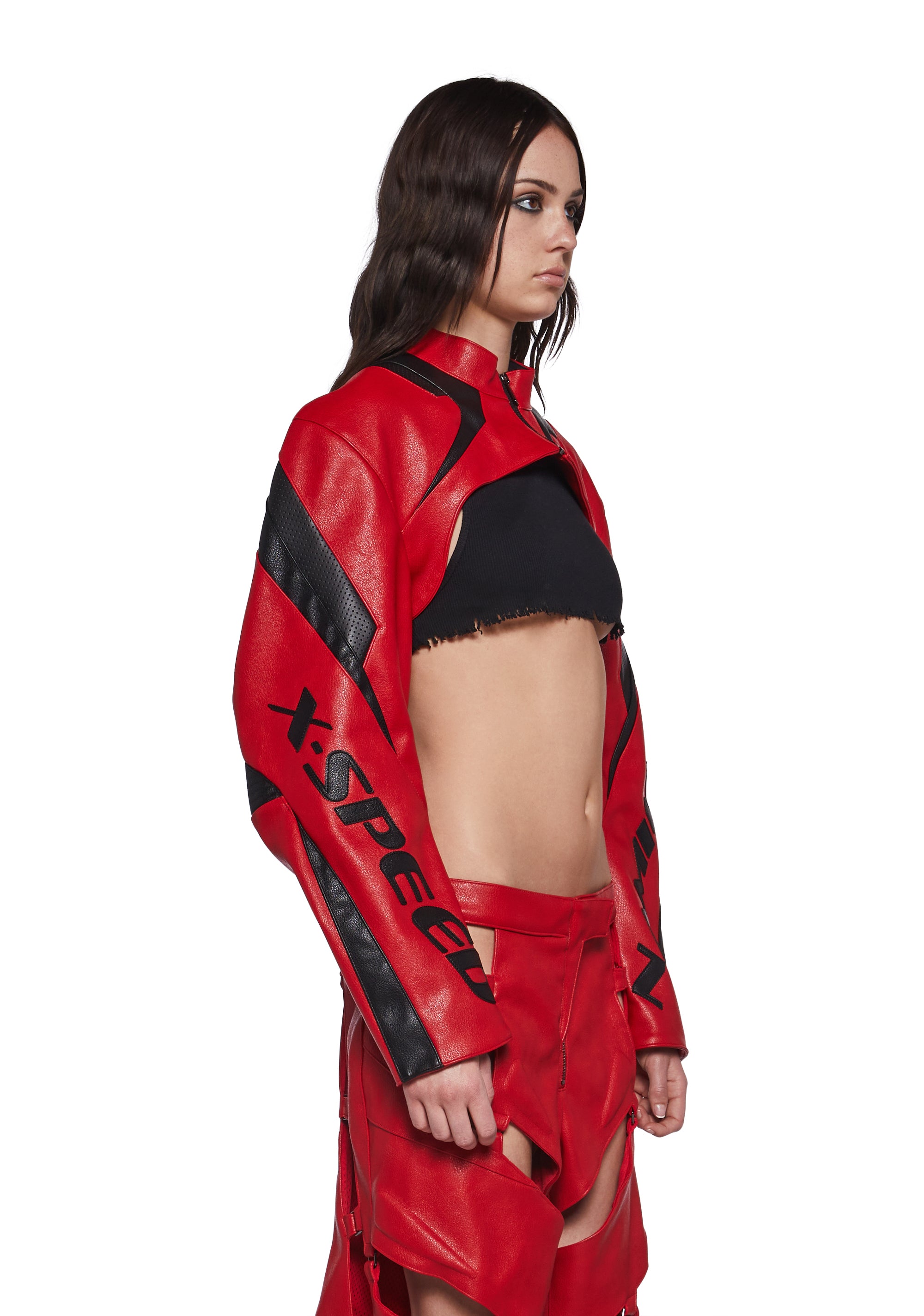 Namilia XTC Leather Choker Jacket - Red – Dolls Kill