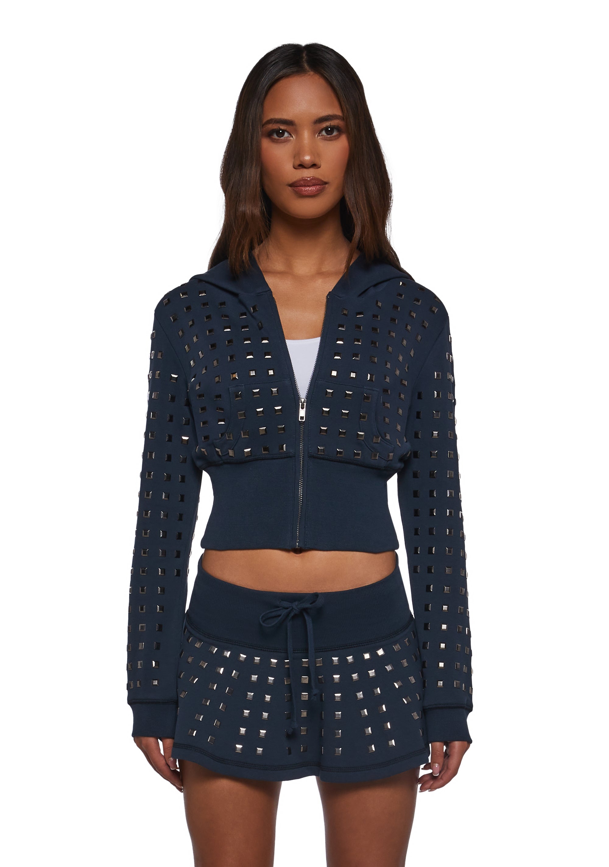 Washed French Terry Hoodie With Stud Details Generation Kiss