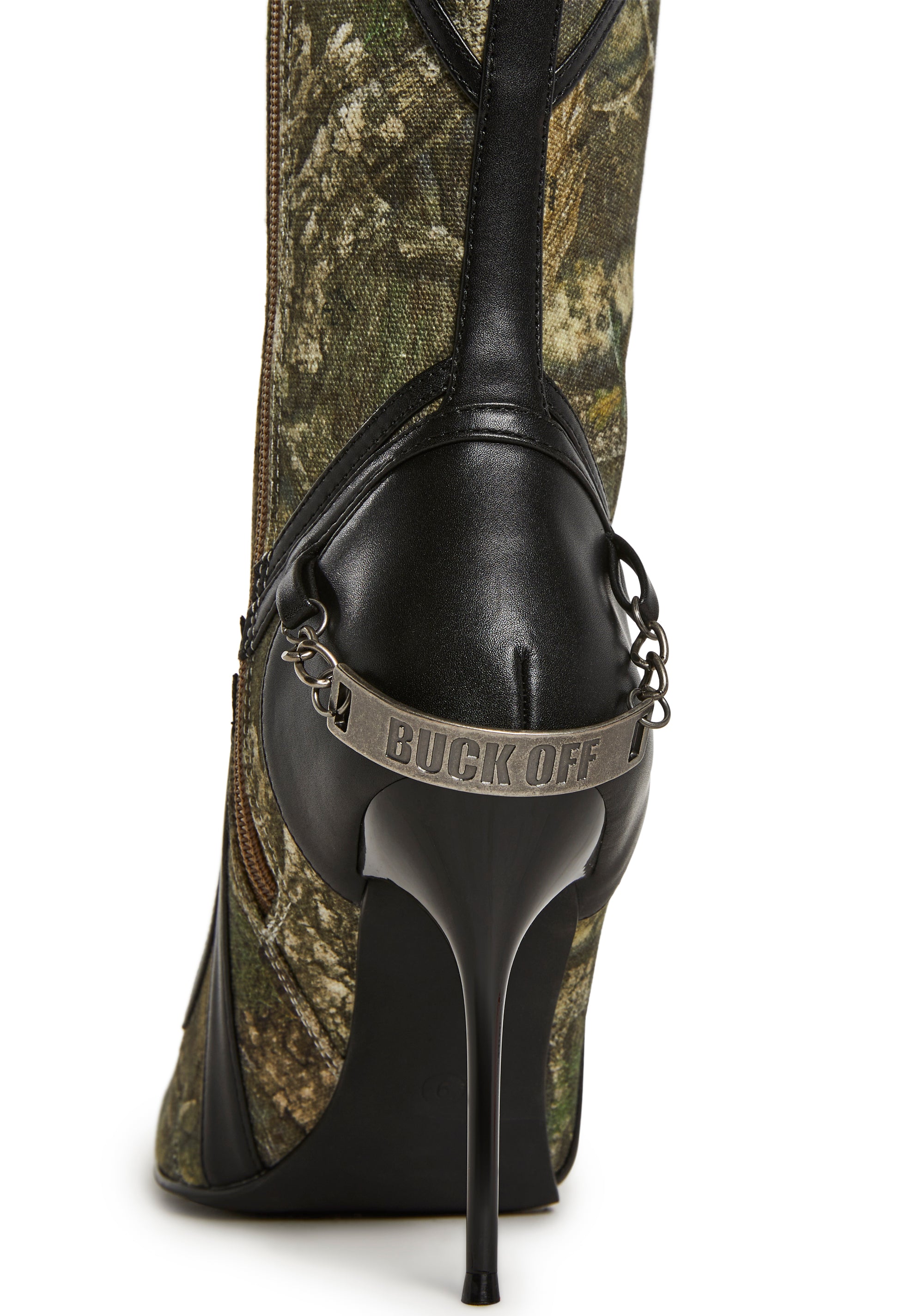 Camo Lace Up Heeled Boots