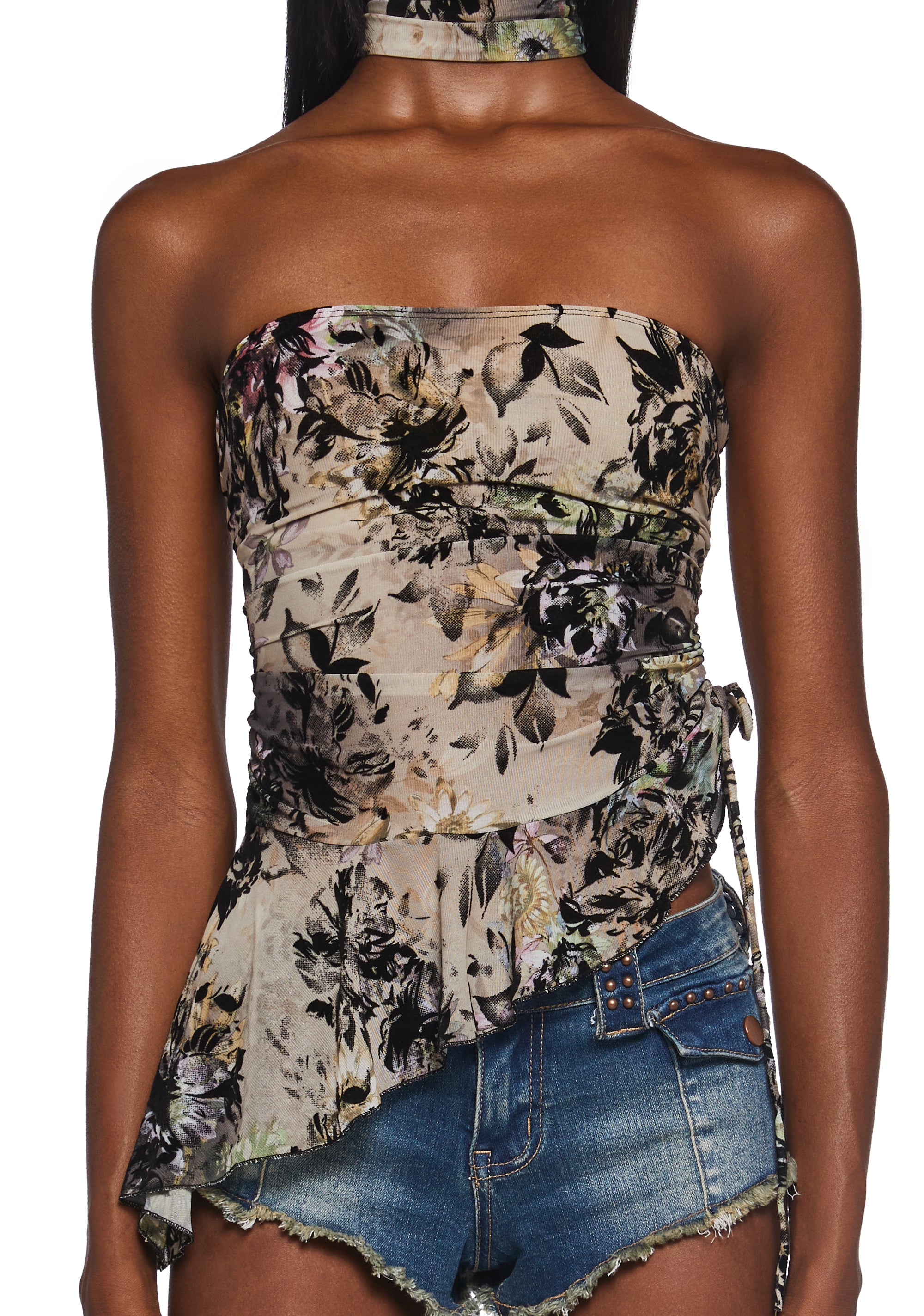 Floral Moods Tube Top And Scarf Set