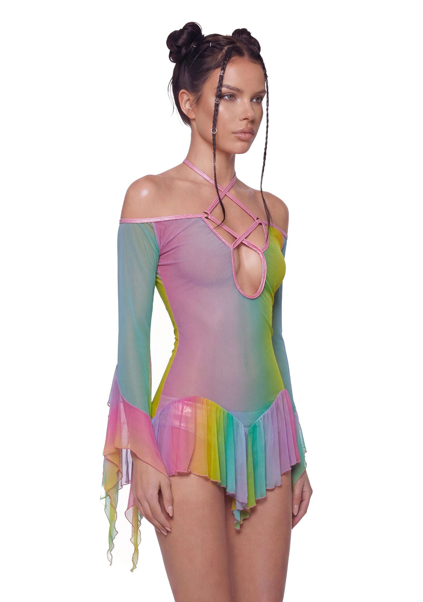 Festival Rave Fairy Halter Flowy Dress
