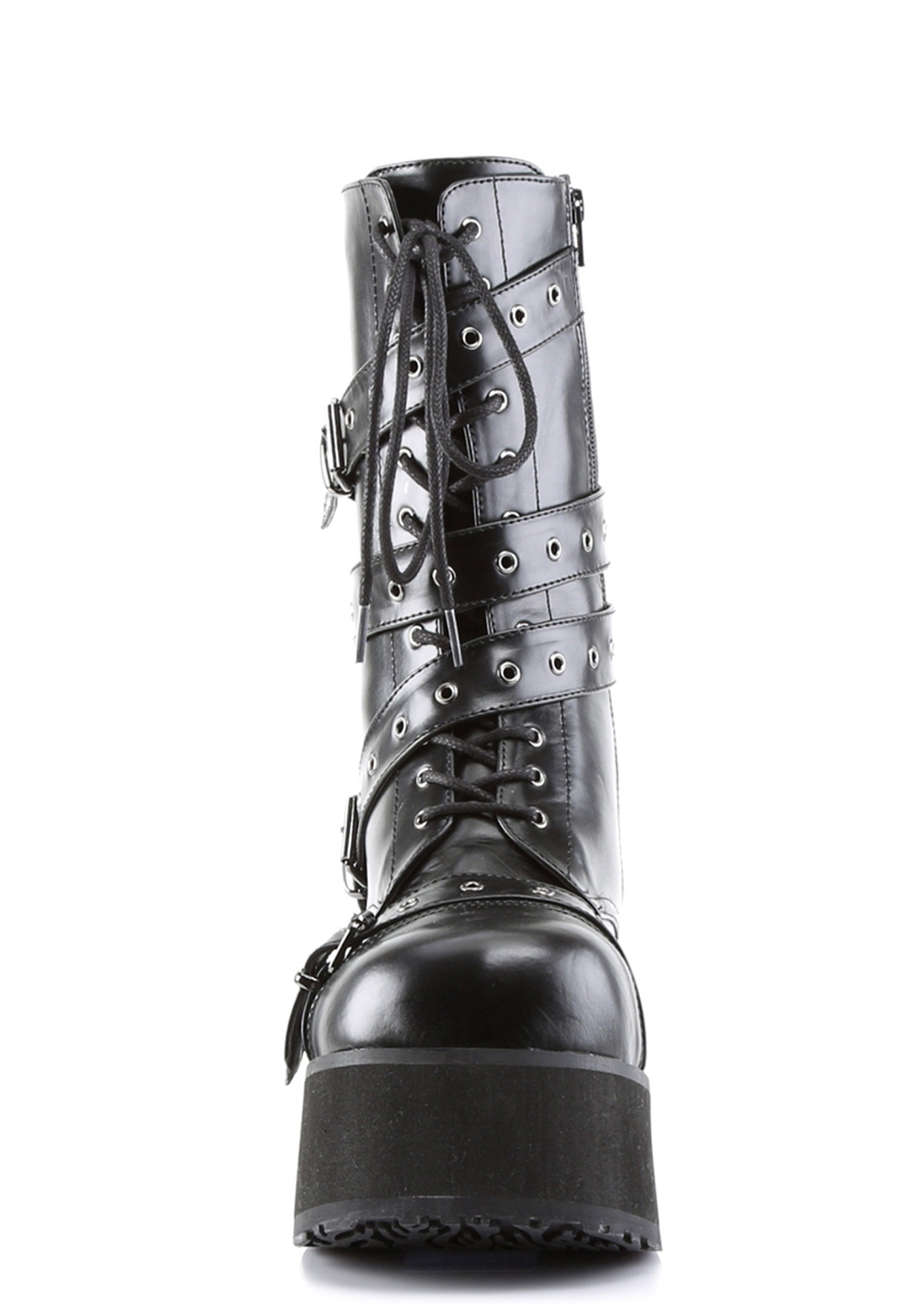 Demonia Wrap Around Buckle Mid Calf Platform Boots Goth Grunge
