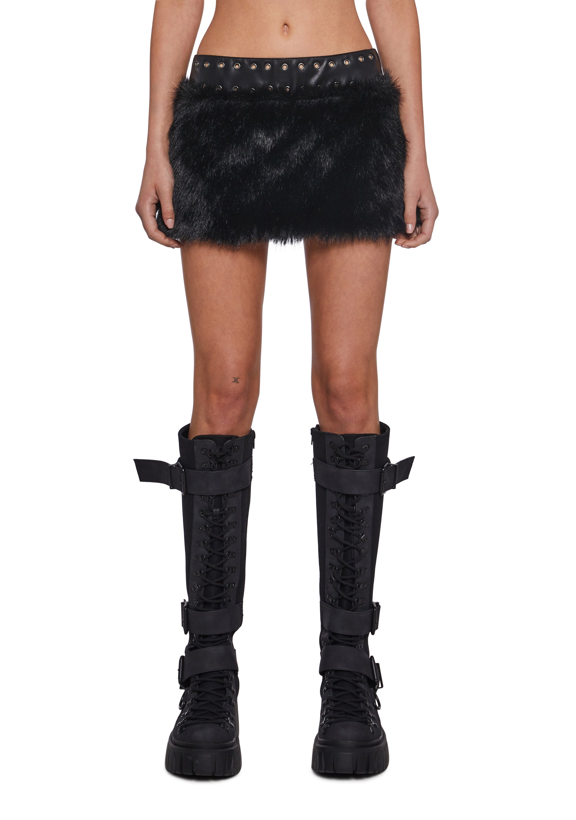Rave Away Faux Fur Mini Skirt