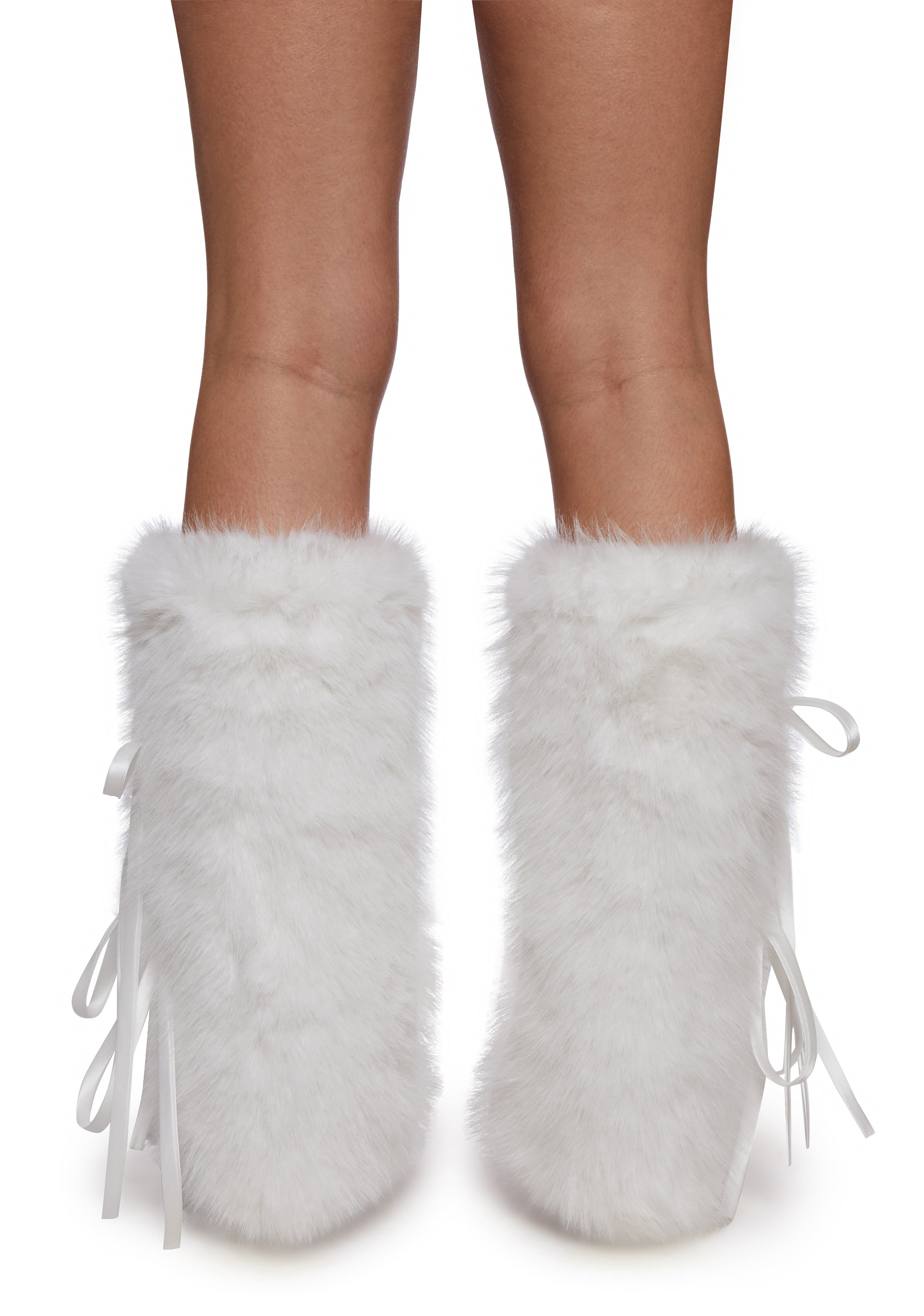 Frost Flirt Bow-Tied Faux Fur Warmers