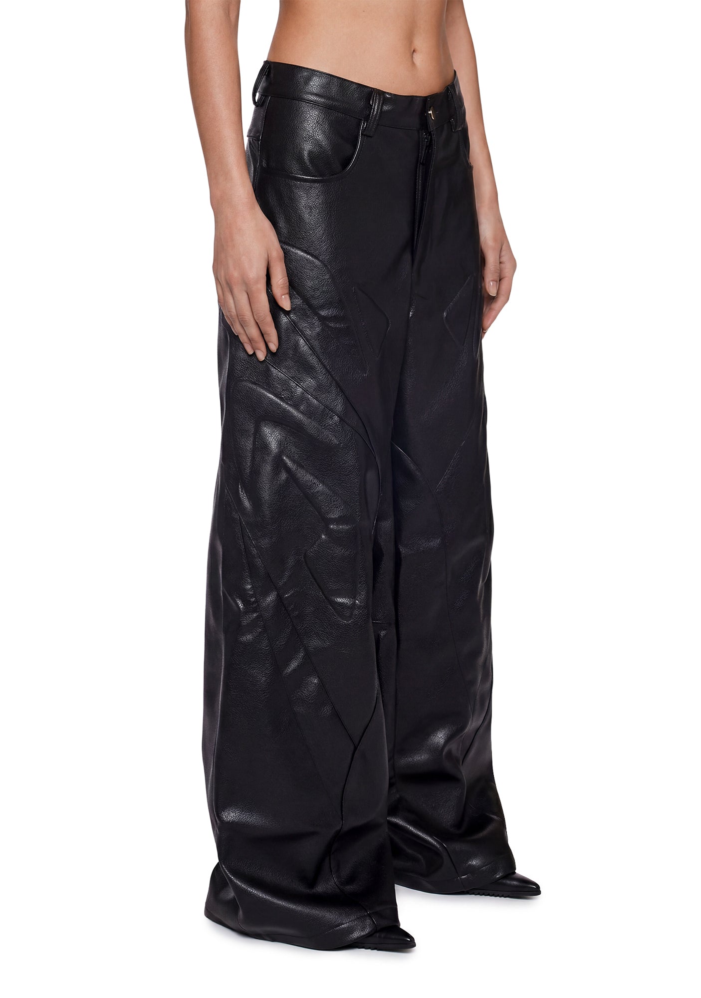 BLAMINK ブラック レザー パンツ 38 Namilia Octane Oversize Leather Pants - Black – Dolls Kill