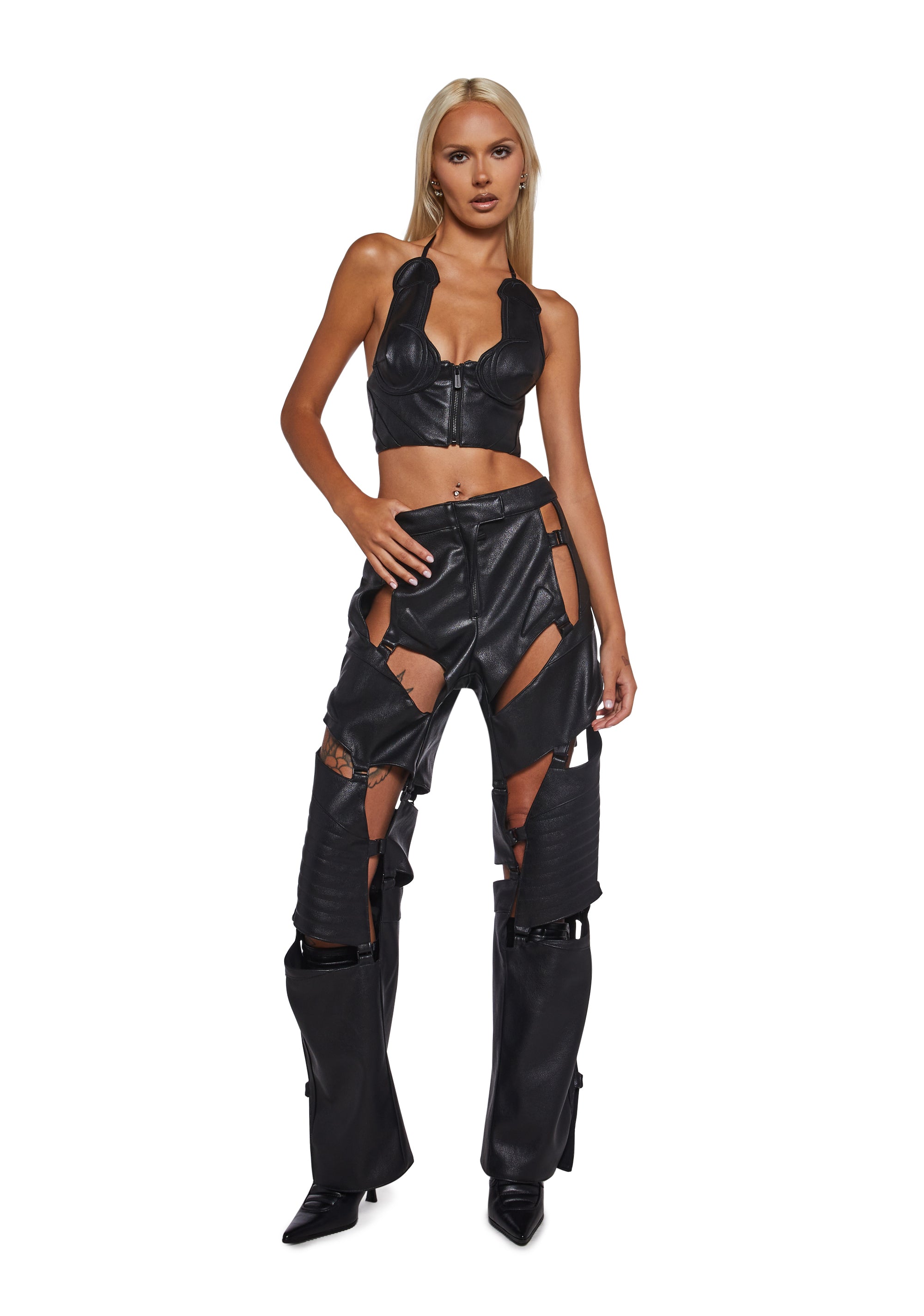 Namilia Moto Dickini Top - Black – Dolls Kill
